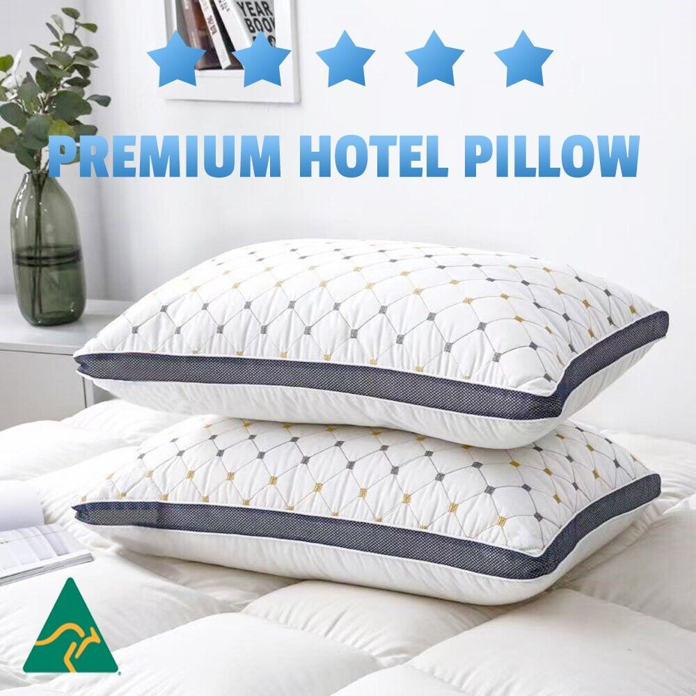 2x Aus Made Premium Microfibre Hotel Pillow Standard Quilted Starry Pillow