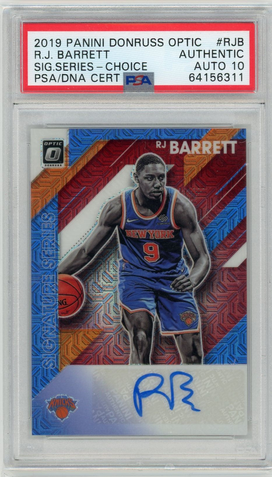 PSA Knicks R.J Barrett // NBA Auto 10 // 2019 Panini Donruss Optic