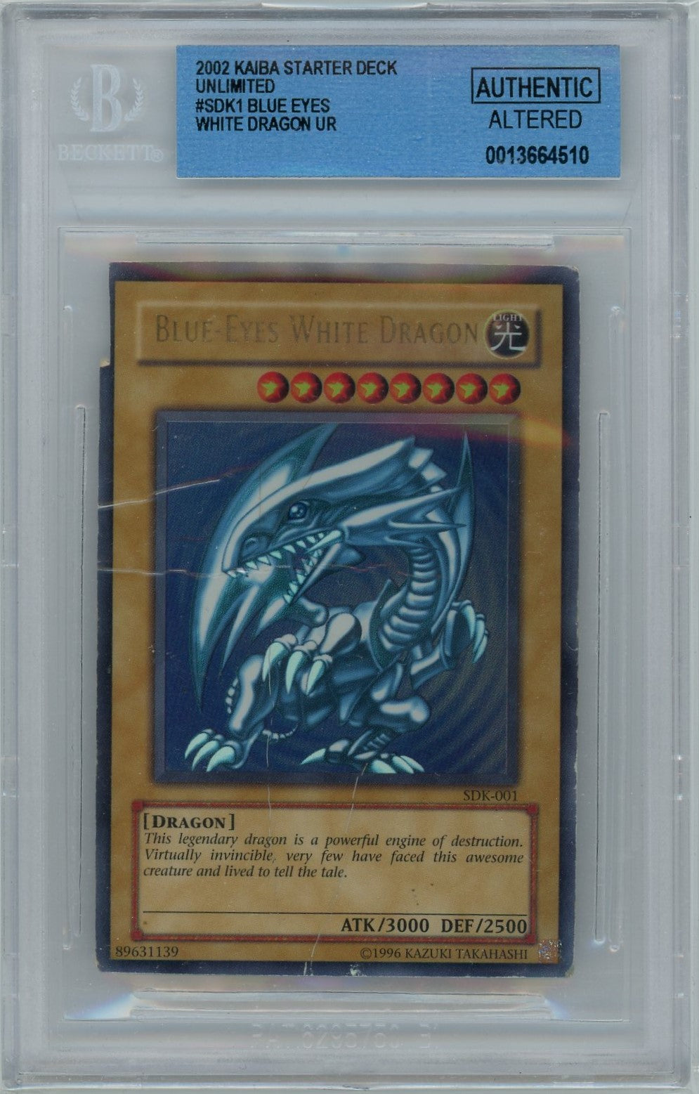Beckett Authentic Altered Blue eyes white dragon // 2002 Kaiba starter desk SDK-001