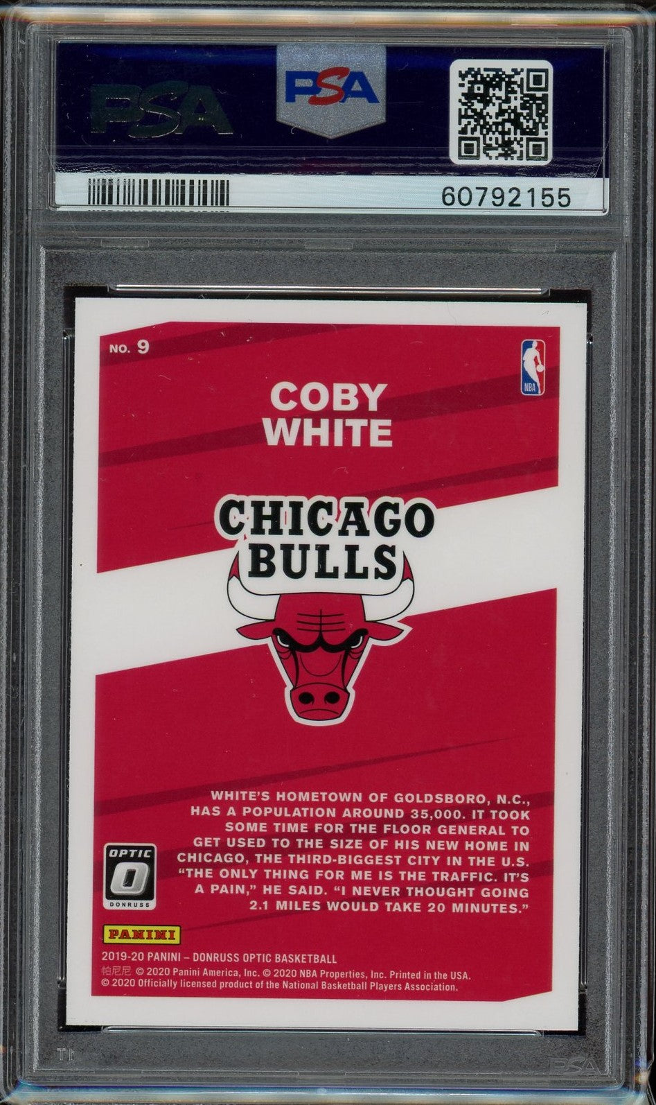 PSA 9 Coby White // My House // 2019 Panini Donruss Optic #9