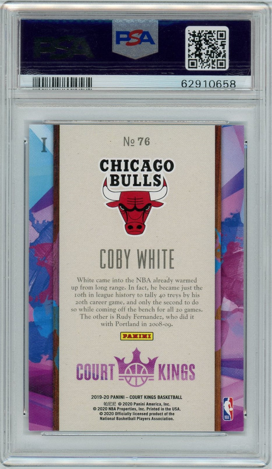 PSA 8 Coby White // 2019 Panini Court Kings #76