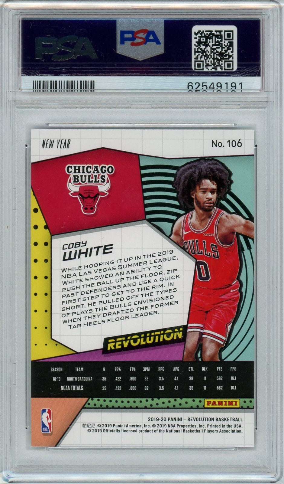 PSA 8 Coby White // Chinese New Year // 2019 Panini Revolution #106