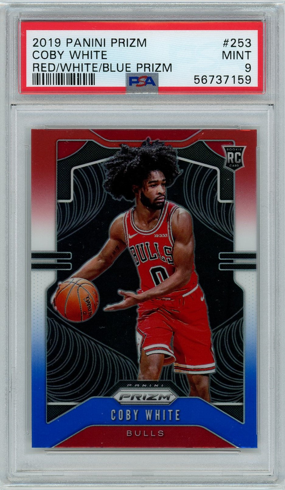 PSA 9 Coby White // Red white blue prizm // 2019 Panini Prizm #253