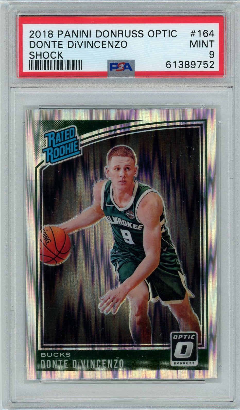 PSA 9 Donte Divencenzo // Shock // 2018 Panini Donruss Optic #164