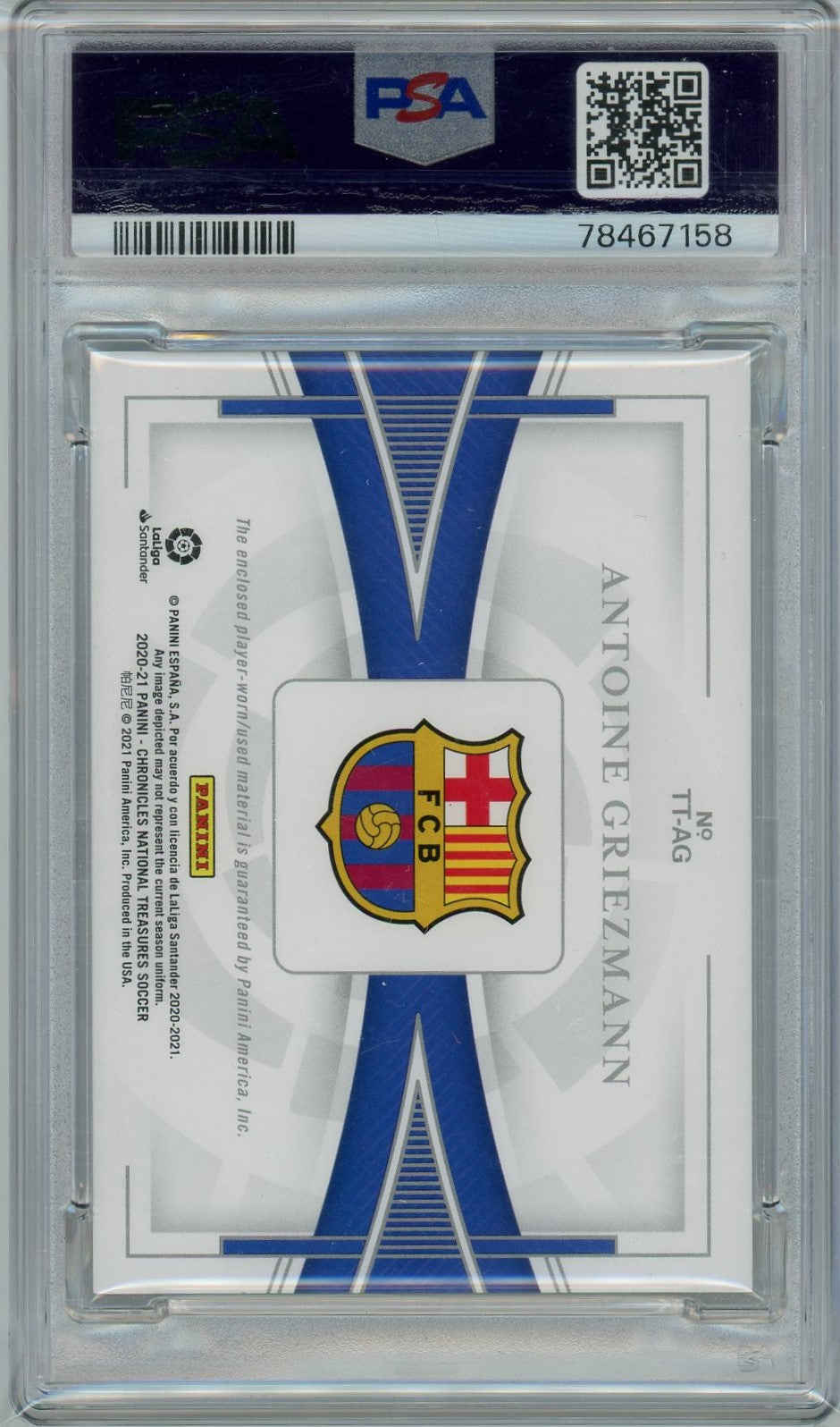 PSA 7 Antoine Griezmann // Treasured Threads // 2020 Panini Chronicles #TT-AG