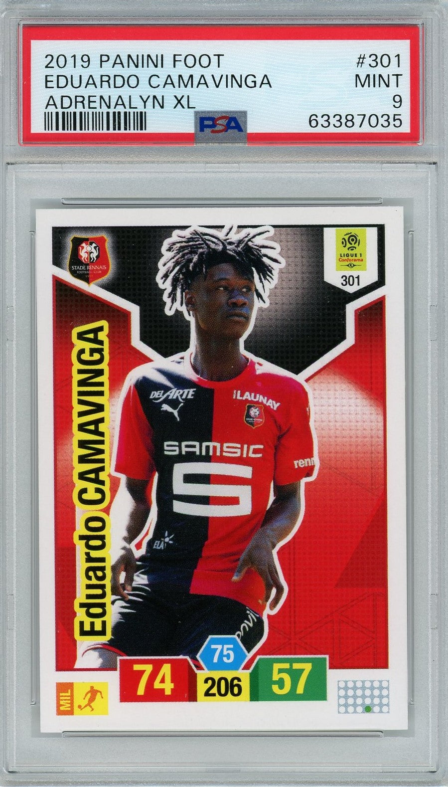 PSA 9 Eduardo Camavinga // 2019 Panini Foot // Adrenalyn XL #301