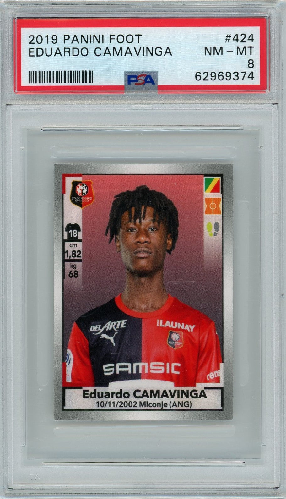 PSA 8 Eduardo Camavinga // 2019 Panini Foot #424