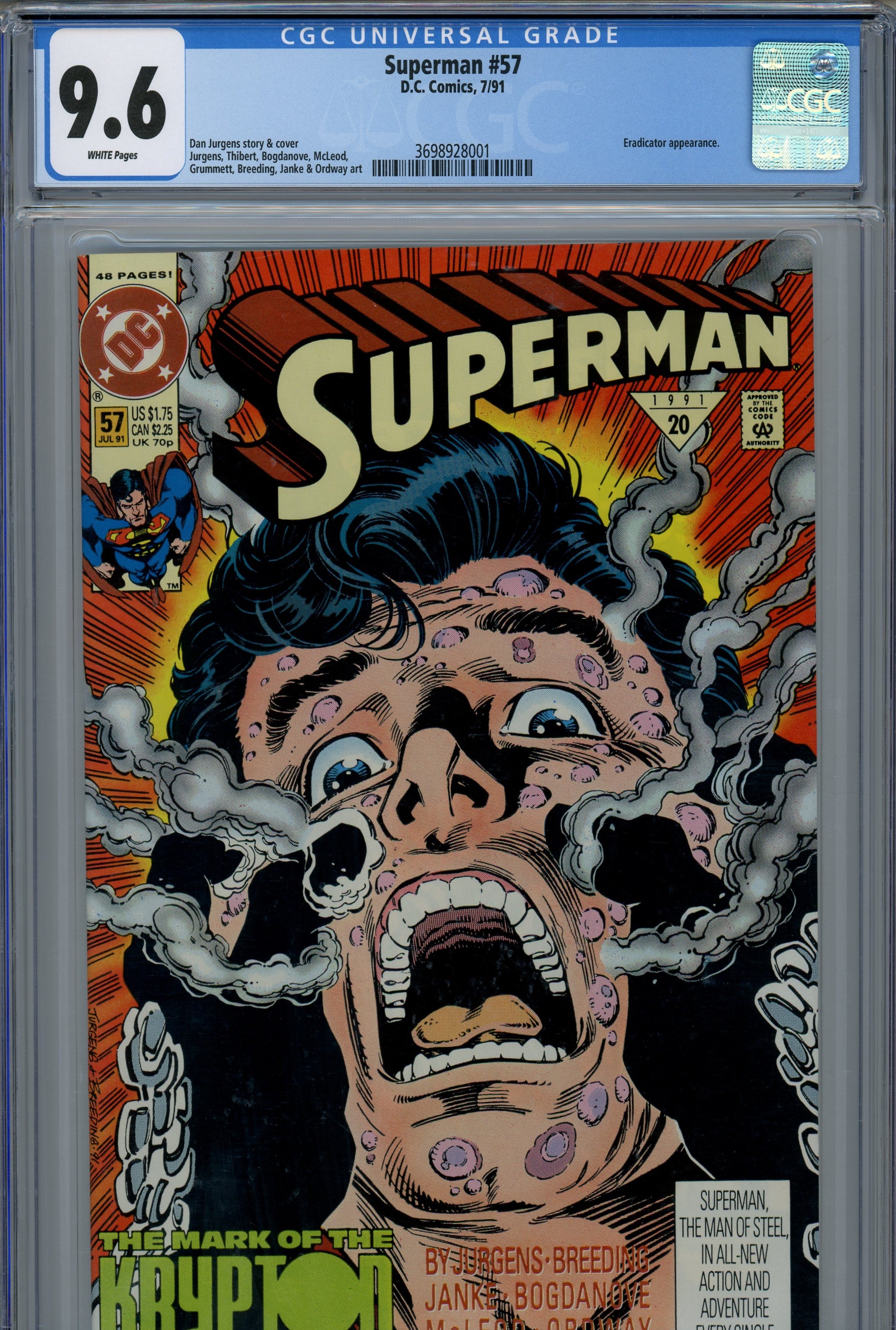 CGC 9.6 Superman DC Comics // Eradicator apperance 1991/07 #57