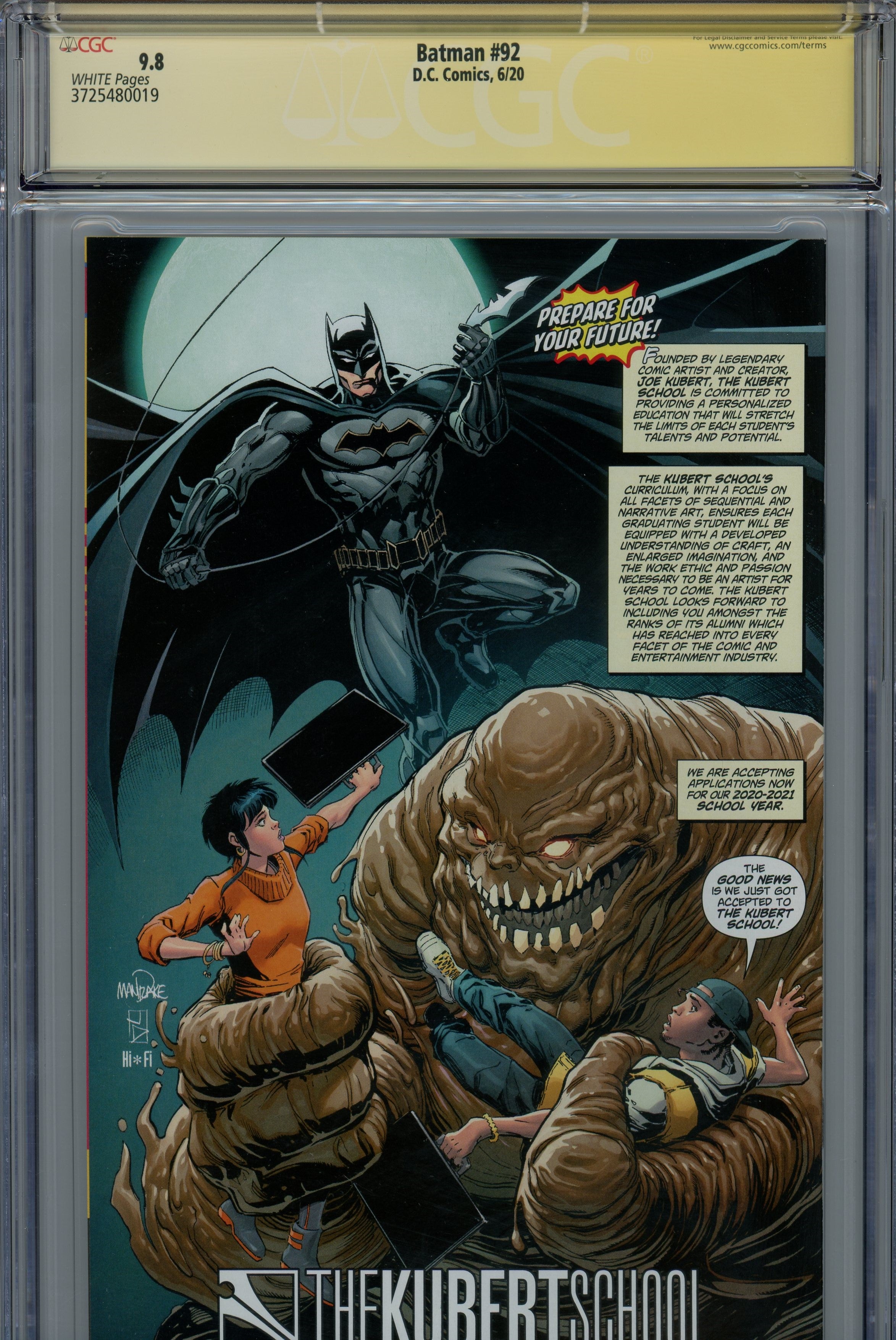 CGC 9.8 Batman DC Comics signature series // signed by James Tynion 2020/06 #92
