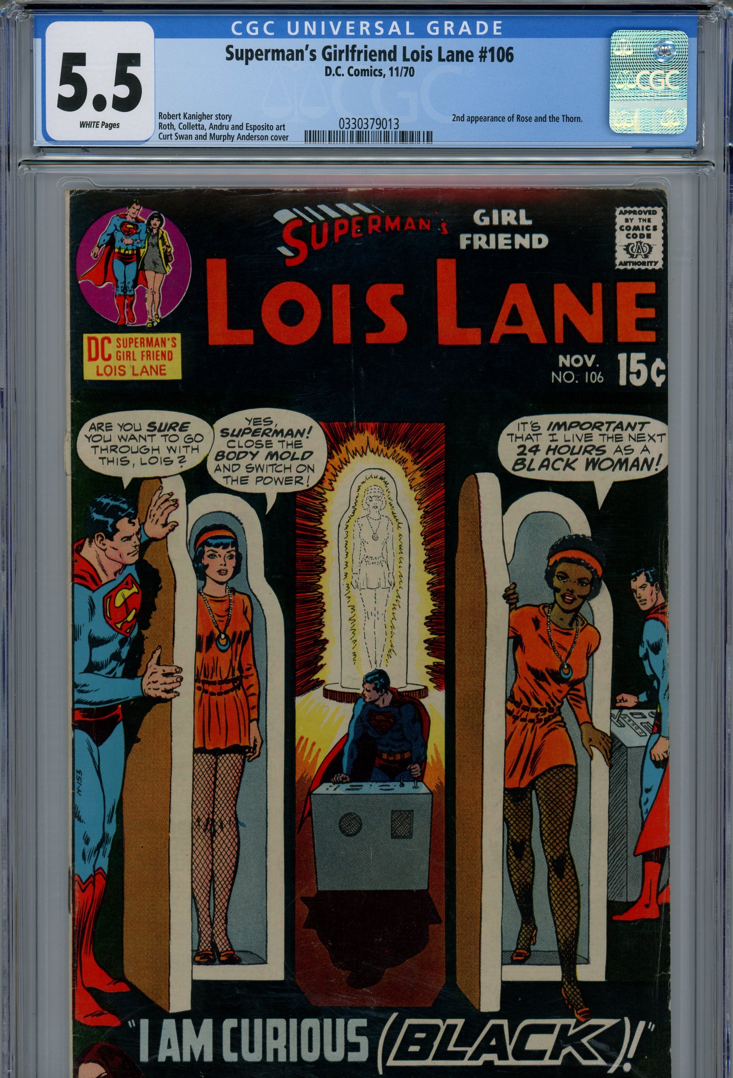 CGC 5.5 Superman's Girlfriend Lois Lane DC Comics 1970/11 #106