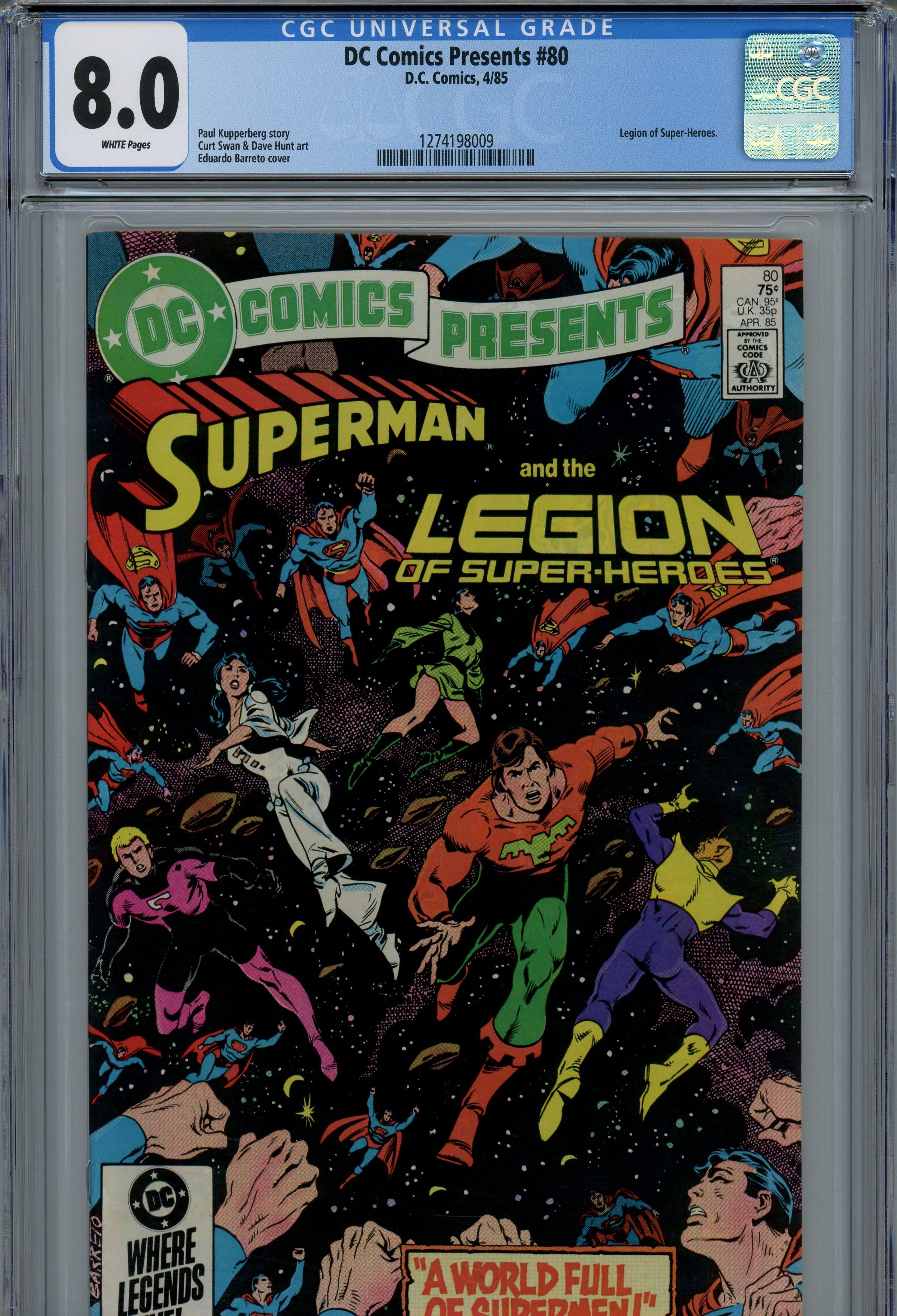 CGC 8.0 Superman DC Comics Legion of super-heroes 1985/04 #80