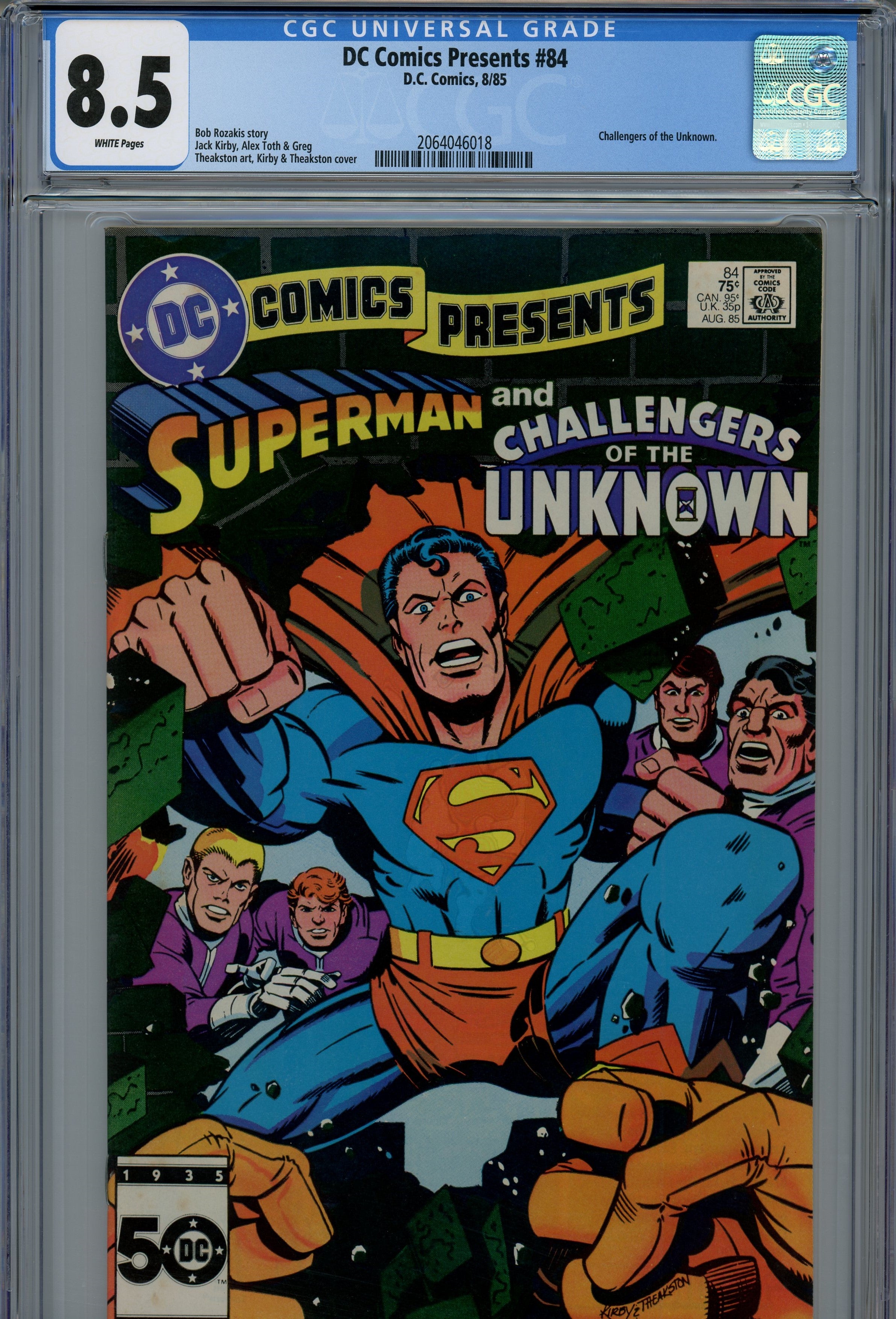 CGC 8.5 Superman DC Comics Challengers of the unknown 1985/08 #84