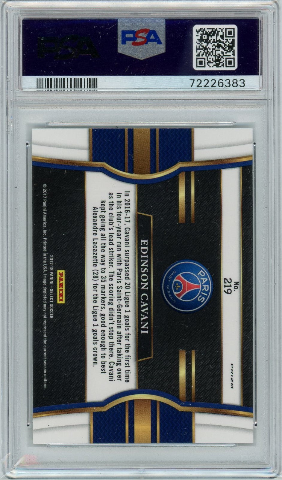PSA 9 Edinson Cavani // 2017 Panini Select // Silver #219