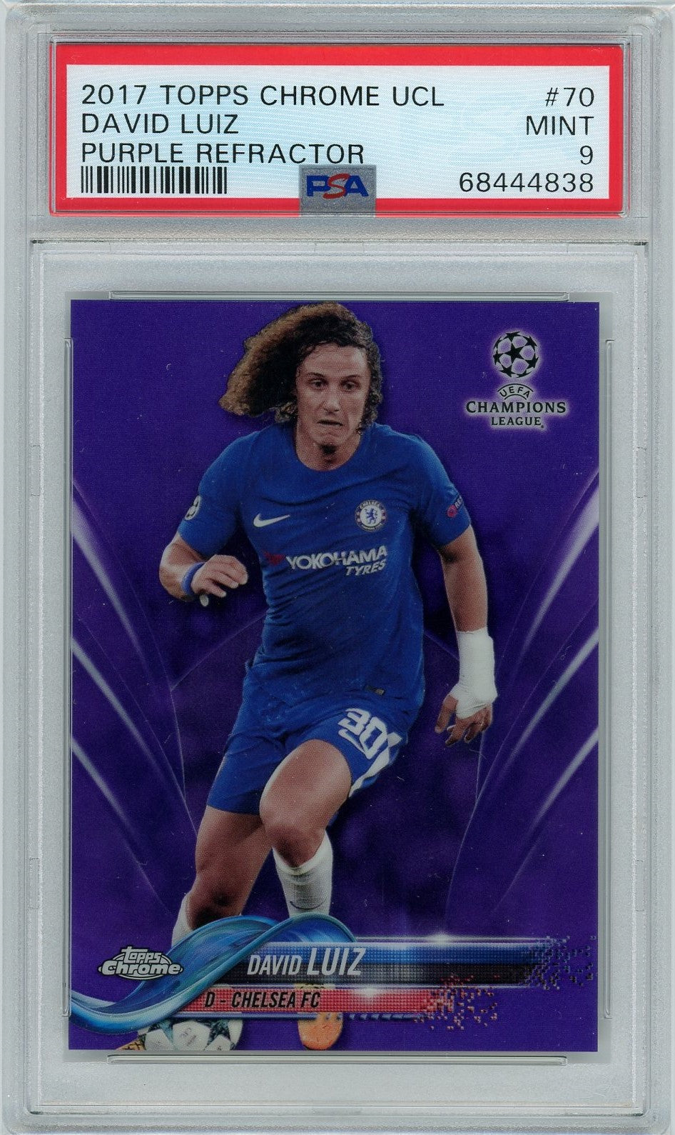 PSA 9 David Luiz 212/250 // 2017 Topps Chrome UCL// Purple Refractor #70