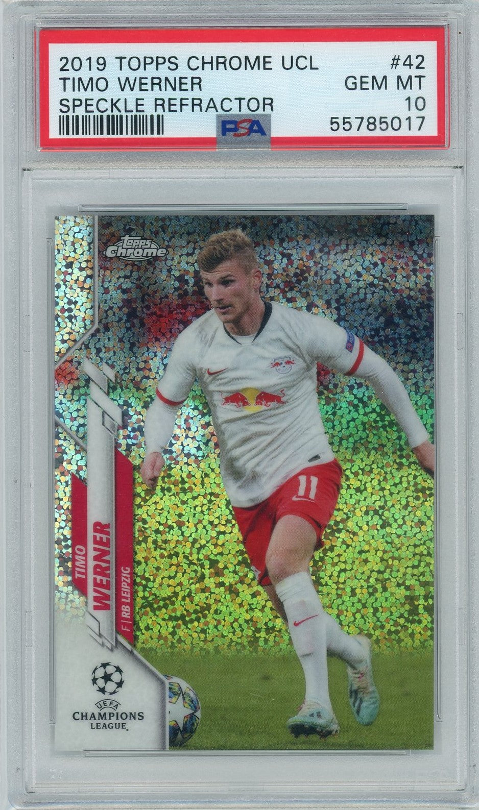 PSA 10 Timo Werner // 2019 Topps Chrome UCL // Speckle Refractor #42