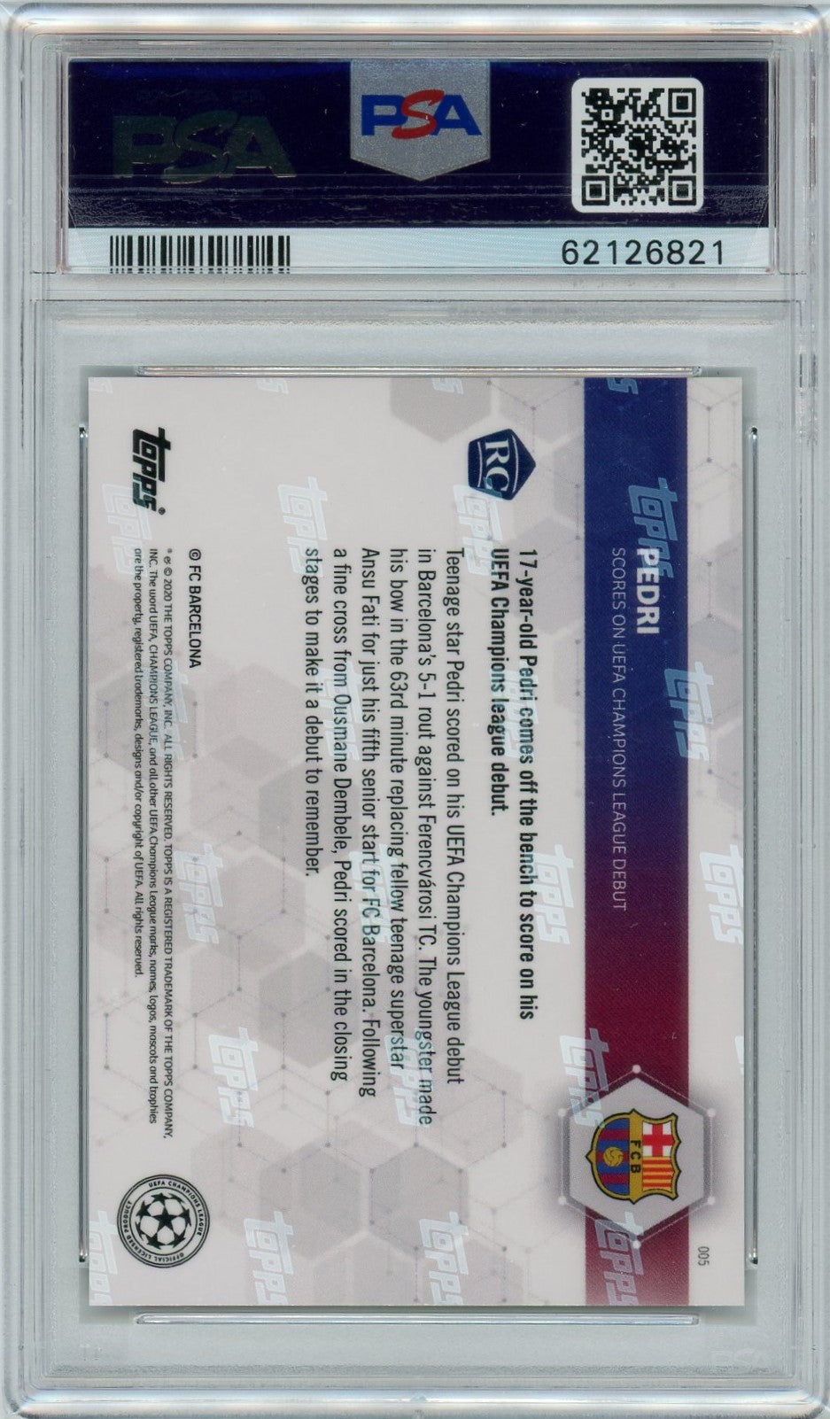 PSA 8 Pedri and Messi // 2020 Topps Now UCL// Barcelona #005