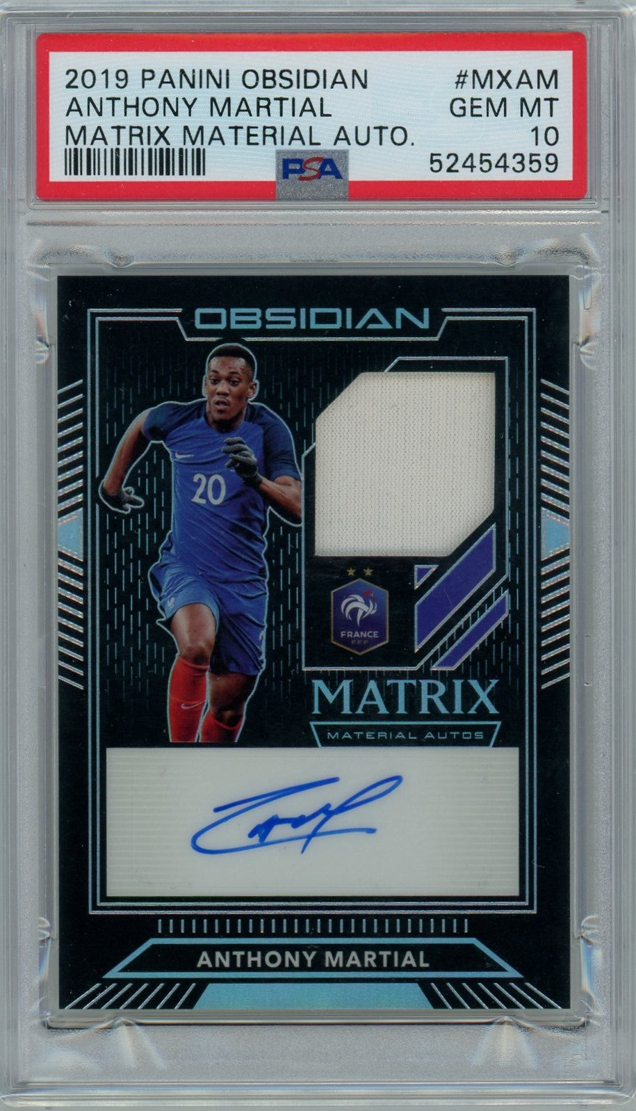 PSA 10 Anthony Martial Auto + Patch 26/35 // 2019 Panini Obsidian // France #MXAM