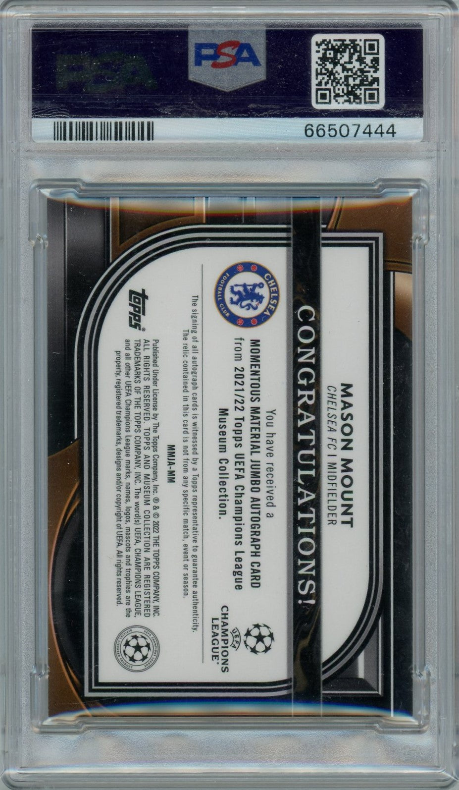 PSA 9 Mason Mount Auto + Patch // 2021-2022 Museum Collection UCL // Chelsea #MM