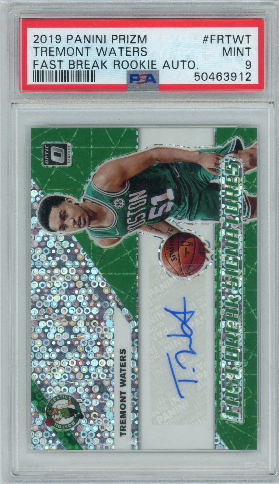 PSA 9 Tremont Waters Auto // Fast Break Rookie Auto // 2019 Panini Prizm #FRTWT