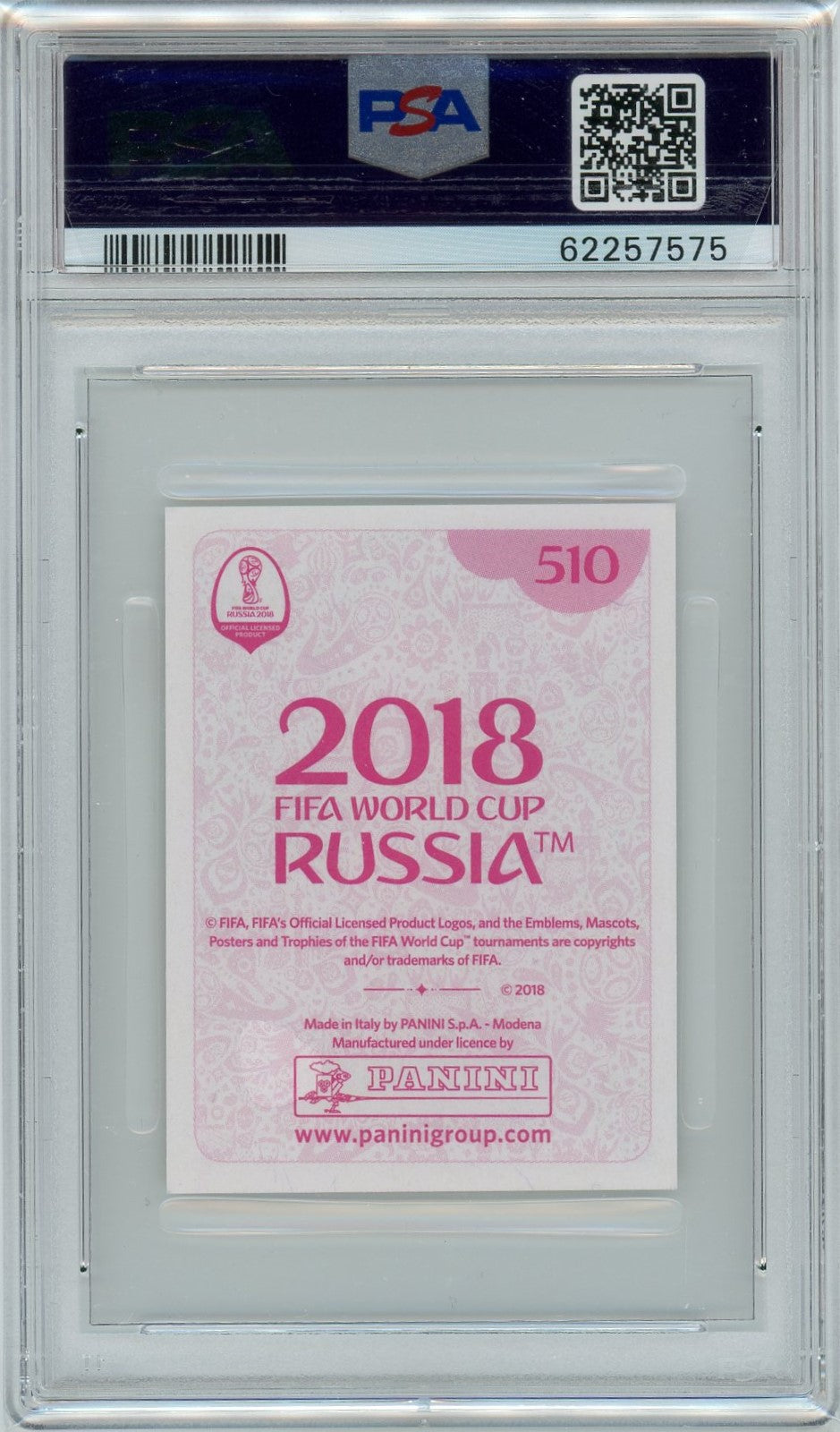 PSA 6 Kevin De Bruyne // 2018 Panini World Cup // Stickers - Pink Back #510