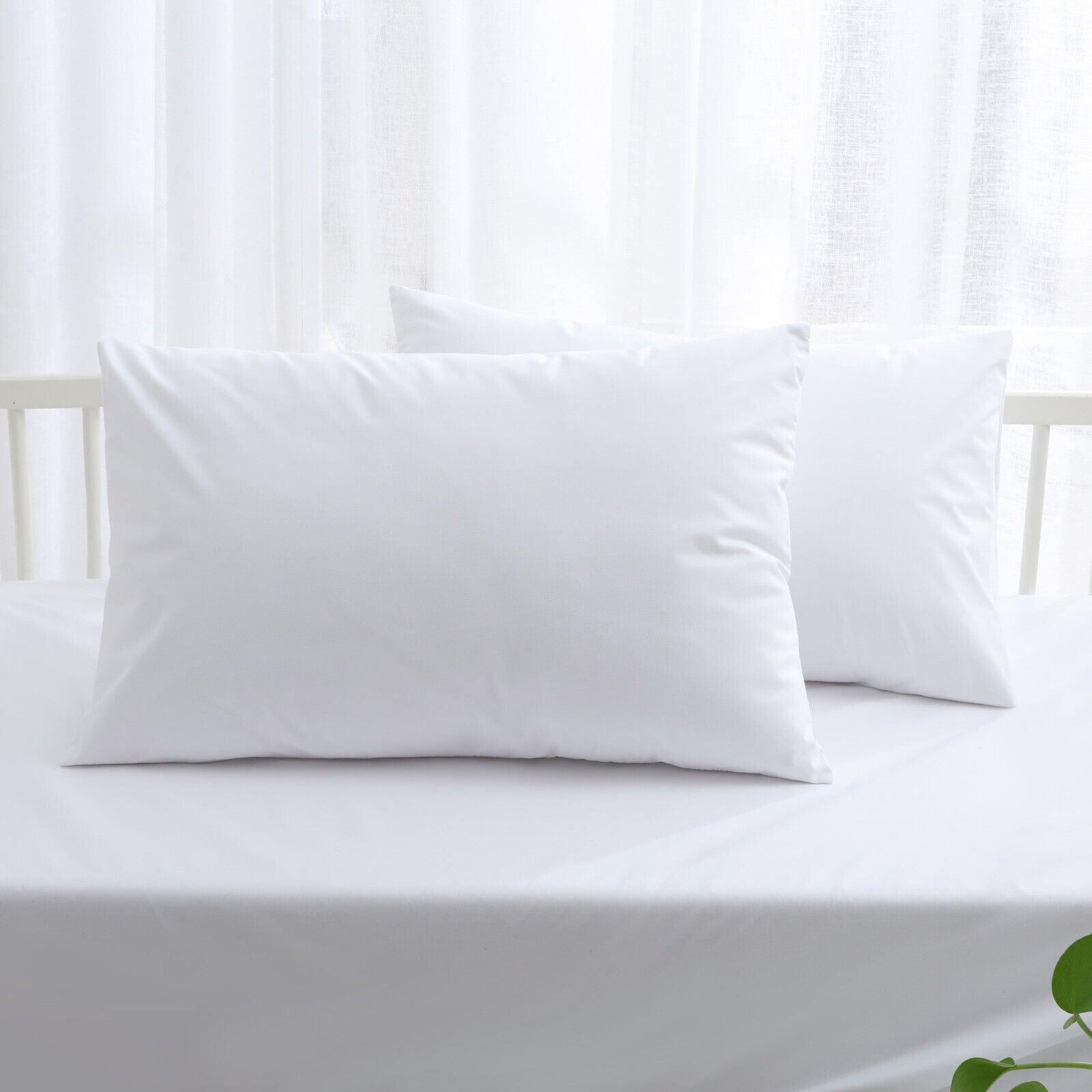 4x Natural Cotton Cover Pillow Protector Zip Closure Standard Case