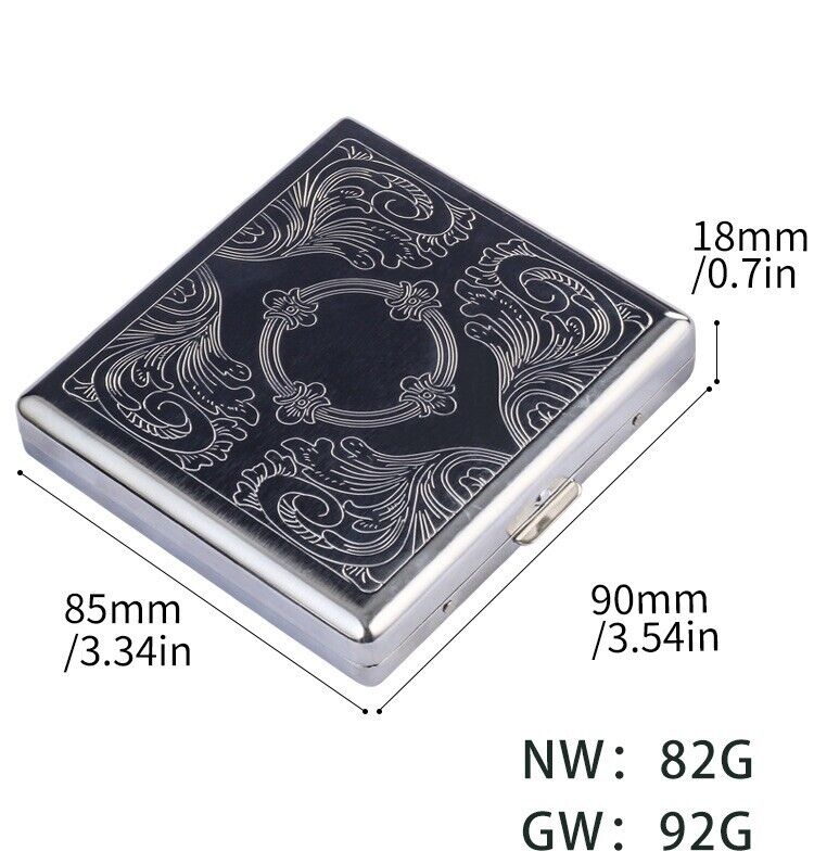 Stainless Steel Silver Cigarette Case Tobacco Pocket Pouch Holder Box Cigar