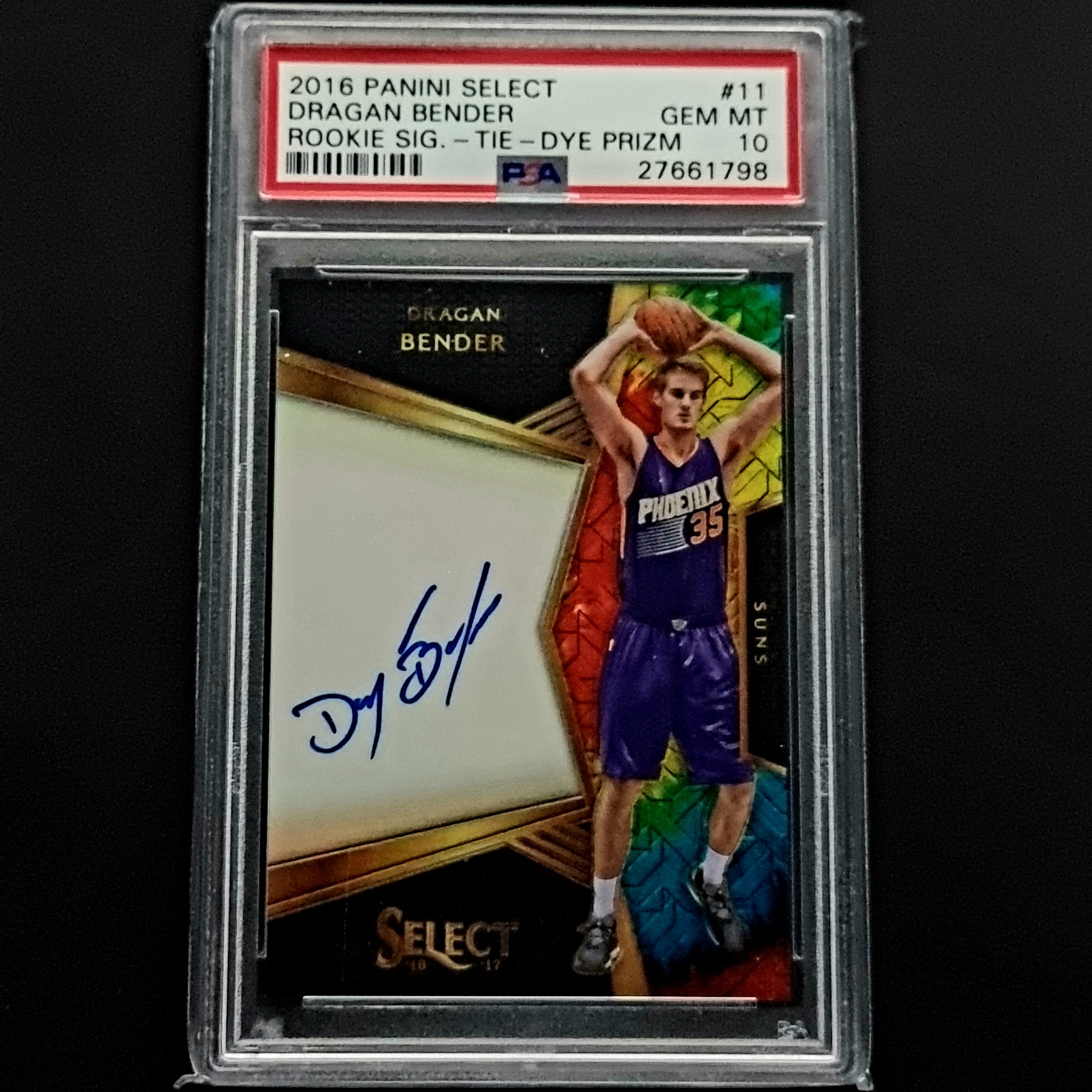 PSA 10 Dragan Bender // Rookie signature Tie Die Prizm (02/25) // 2016 Panini Select