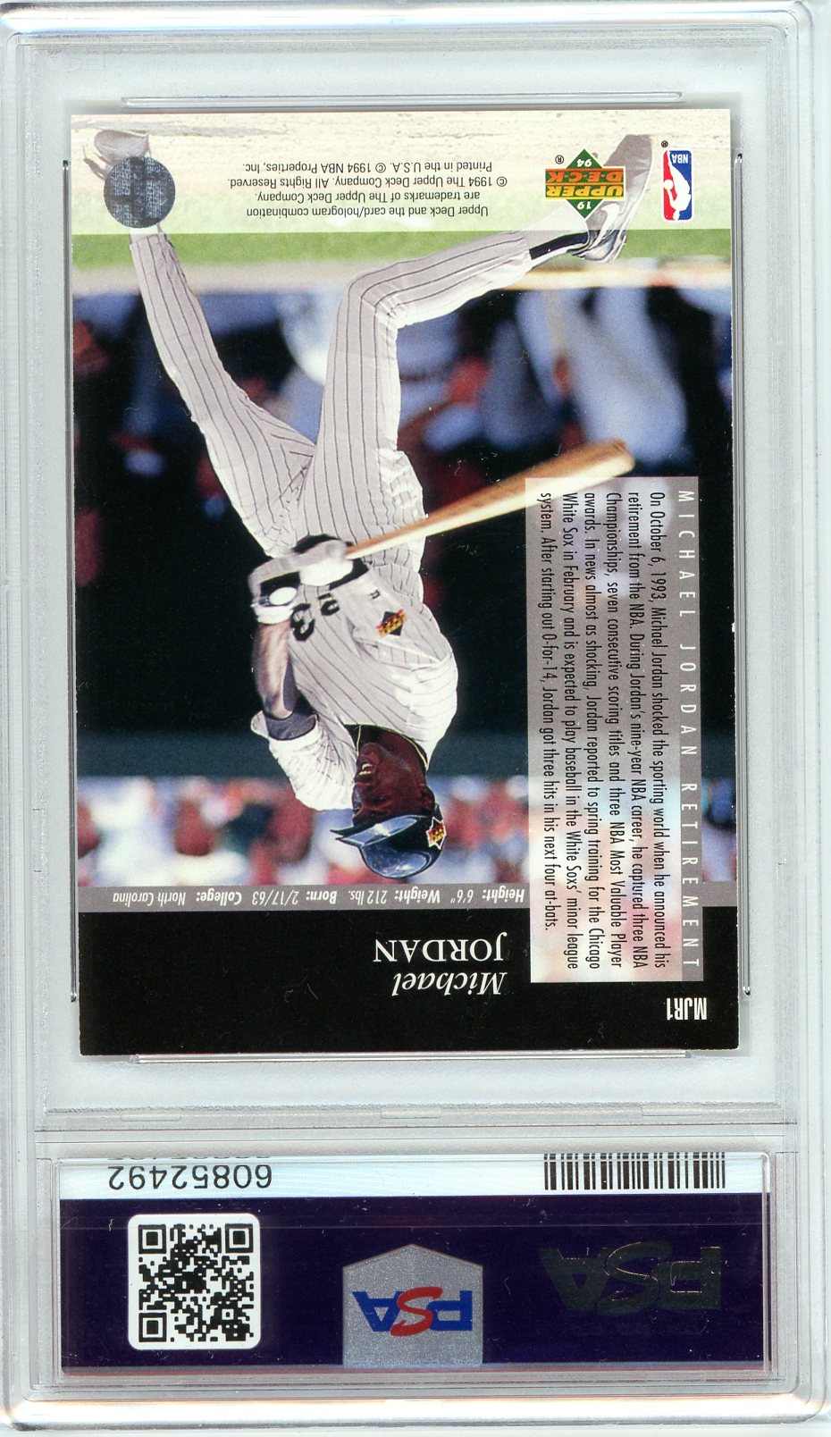 PSA 8 Near Mint Michael Jordan // 1993 Upper Deck // Retirement