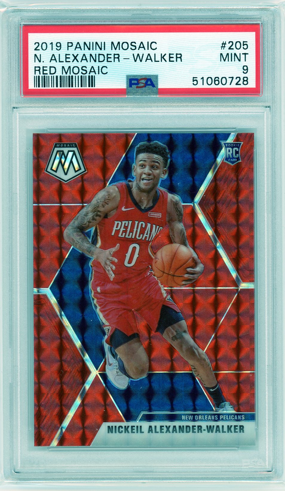 PSA 9 Nickeil Alexander Walker // Red Mosiac // 2019 Panini Mosaic