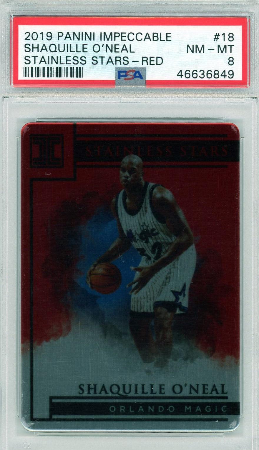 PSA 8 Shaquille O'Neal // Stainless Stars - Red // 2019 Panini Impeccable