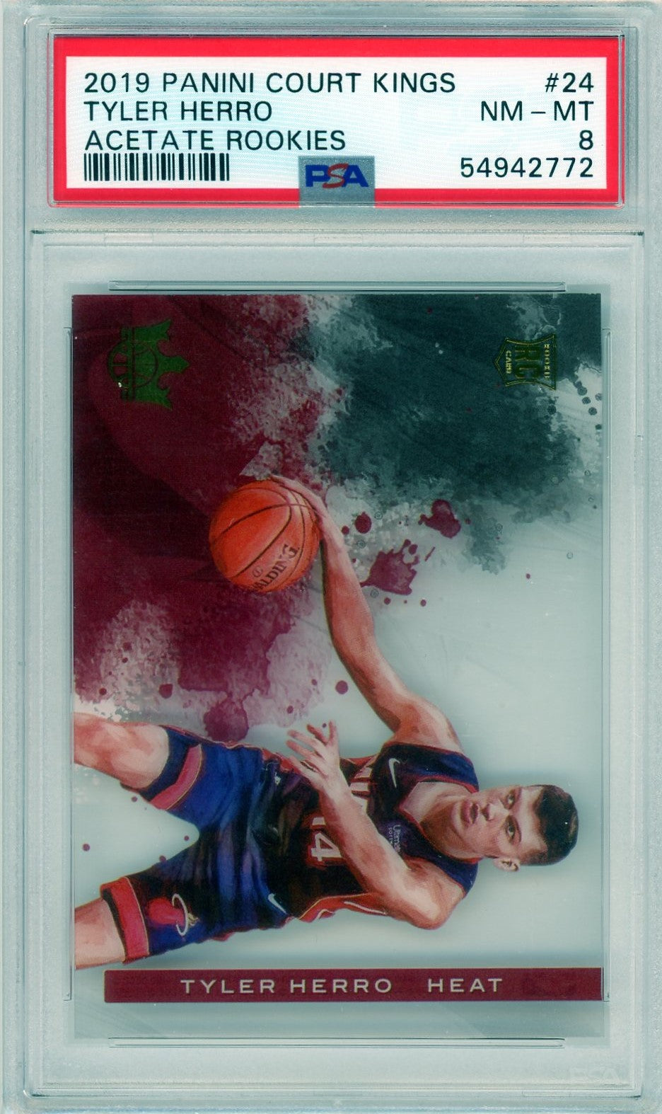 PSA 8 Tyler Herro // 2019 Panini Court Kings // Acetate Rookies #24