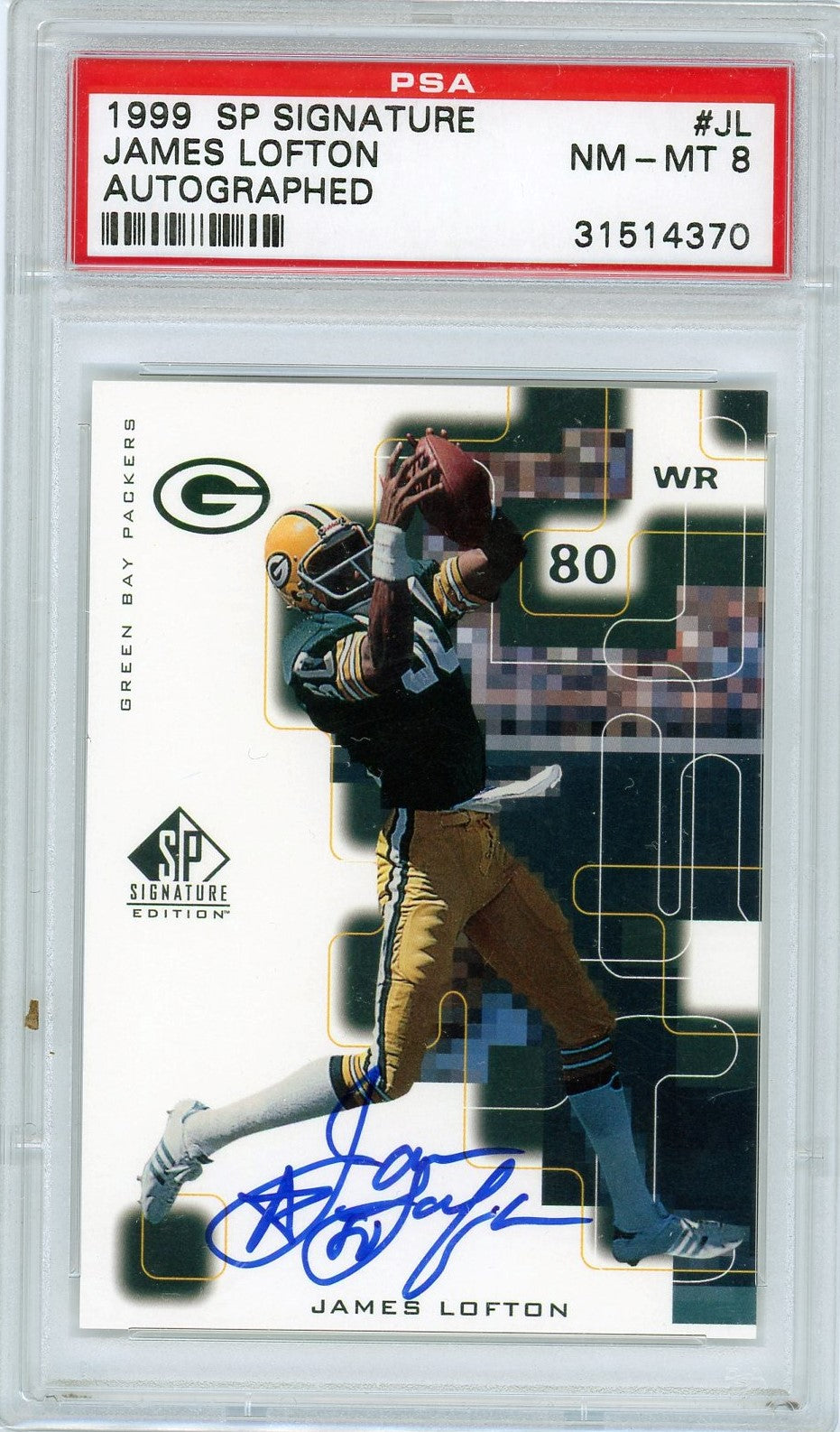 PSA 8 James Lofton signed on card // 1999 SP Signature / autograph