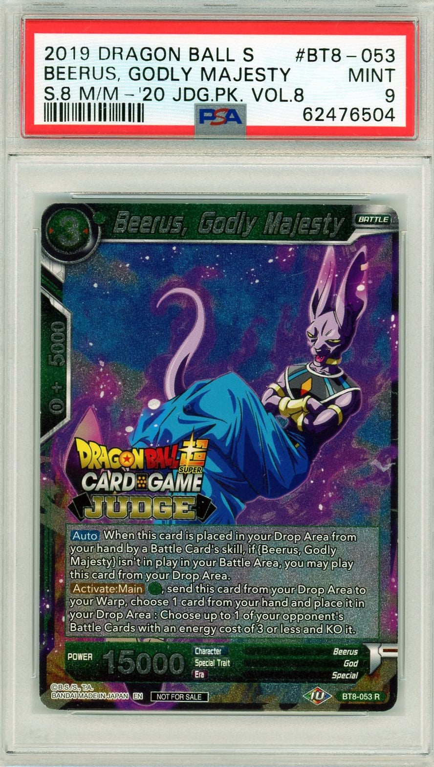 PSA 9 Beerus Godly Majesty Judge card // 2019 dragon ball super // Volume 8 #BT8-053