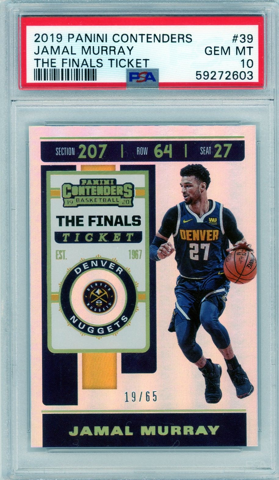 PSA 10 Jamal Murray 19/65 // 2019 Panini Contenders // The final ticket #39