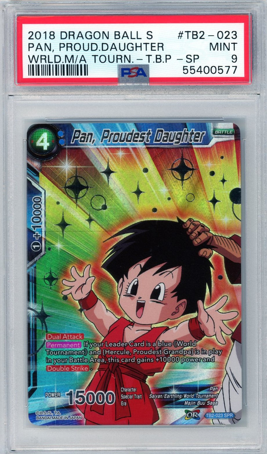 PSA 9 Pan, proudest daughter // 2018 Dragon ball super // SPR // World martial arts tournament #TB2-023