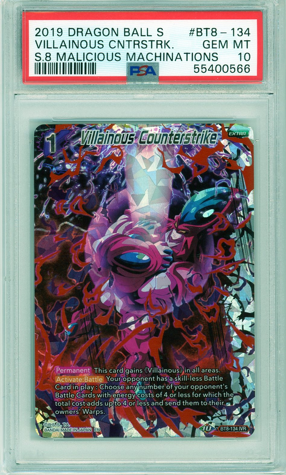PSA 10 Villainous Counterstrike , 2019 Dragon ball super // S.8 Malicious Machinations #BT8-134