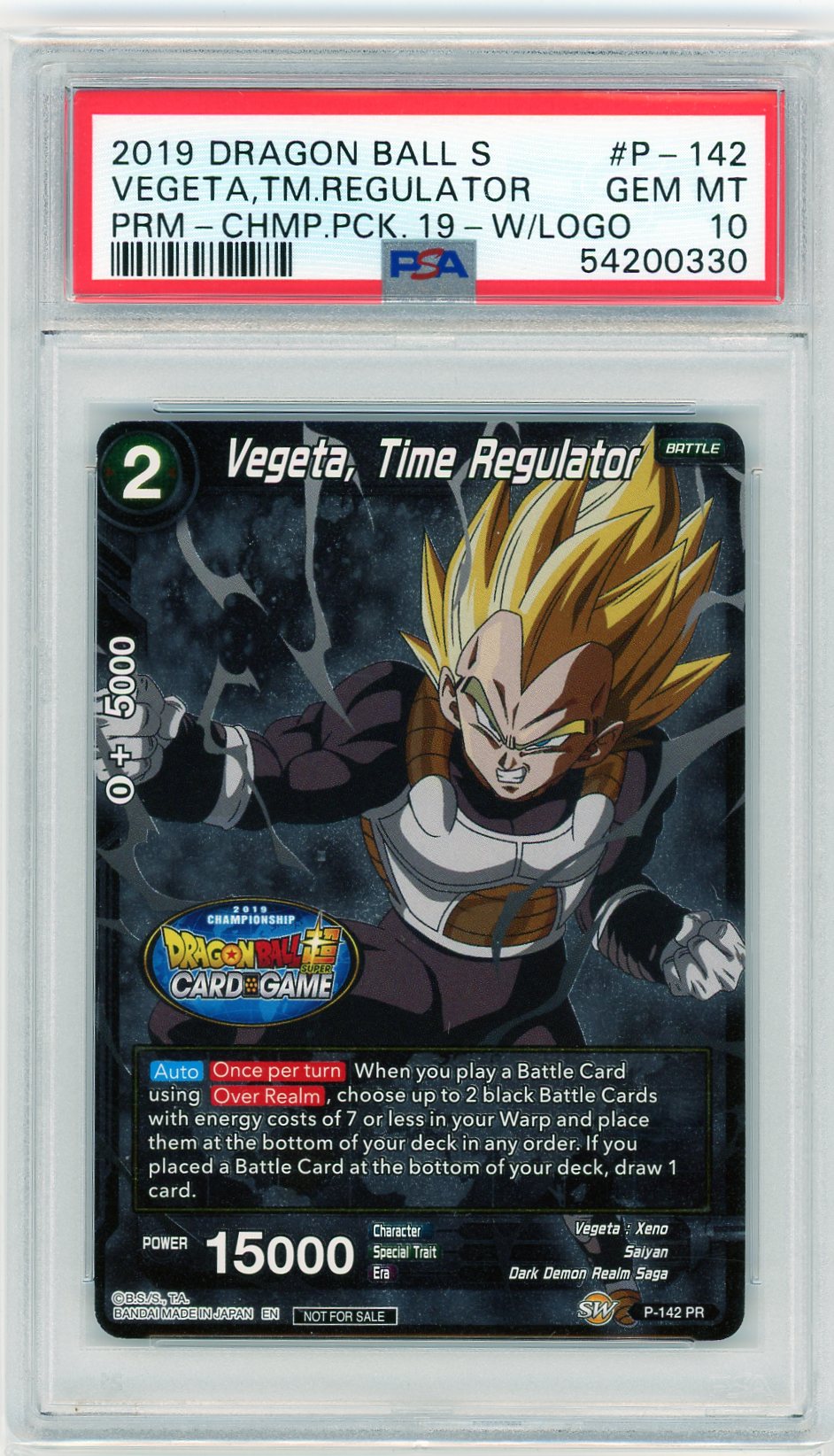 PSA 10 Vegeta , Time regulator // 2019 Dragon ball super // promo championship pack with logo #P-142