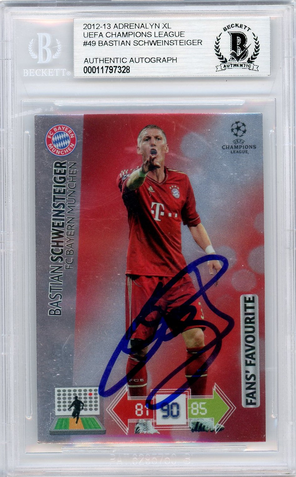 Beckett Bastian Schweinsteiger authetic autograph // Uefa Champions league // 2012-2013 Adrenalyn YN XL #49