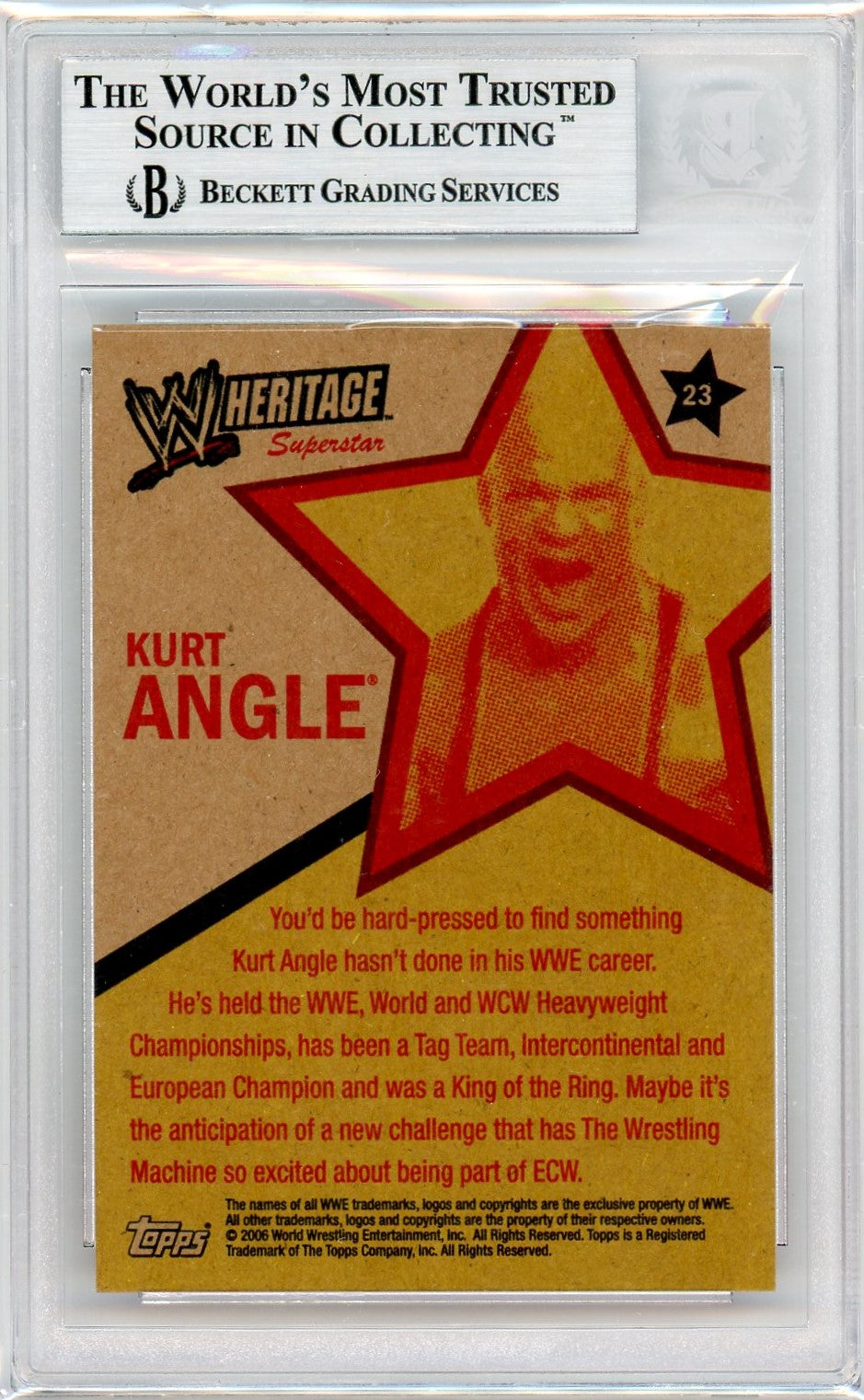 Beckett signature Kurt Angle WWE // 2006 Topps Heritage II #23