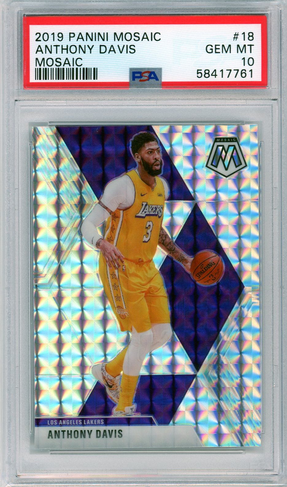 PSA 10 Anthony Davis // 2019 Panini Mosaic #18 // LA Lakers