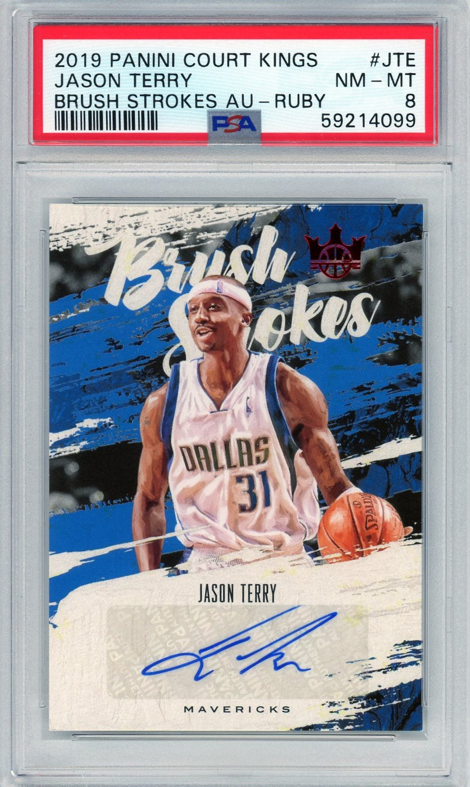 PSA 8 Jason Terry signature 60/66 🔥 // 2019 Panini court Kings // Brush strokes AU - Ruby // Mavericks