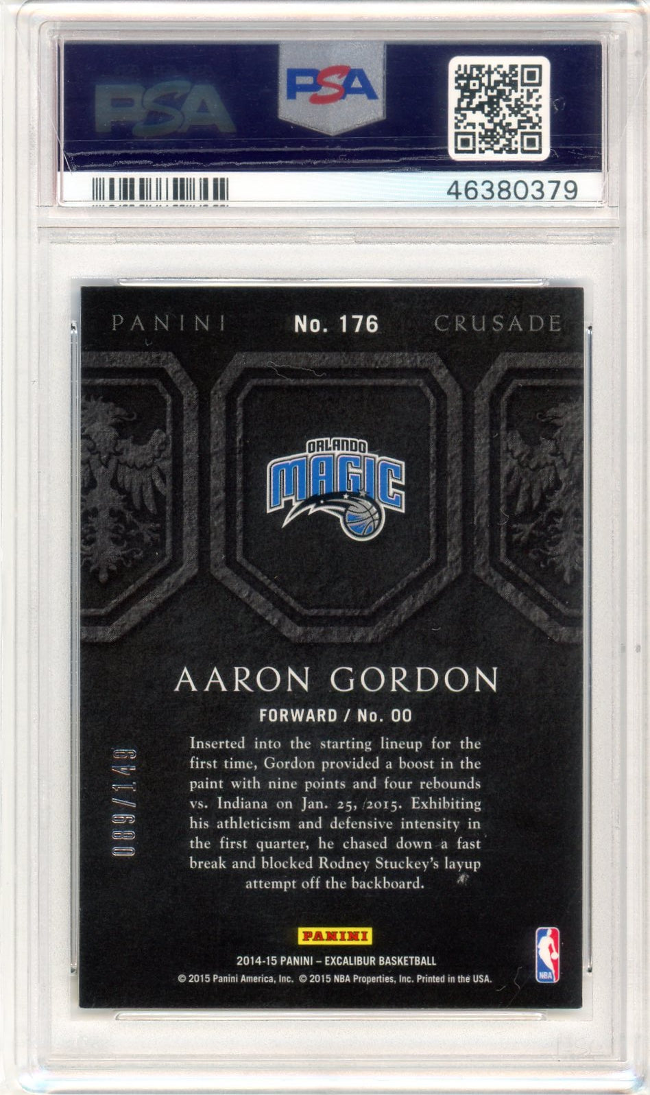 PSA 9 Aaron Gordon 089/149 🔥 // 2014 Panini Excalibur // Crusade Blue #176 // Rookie card