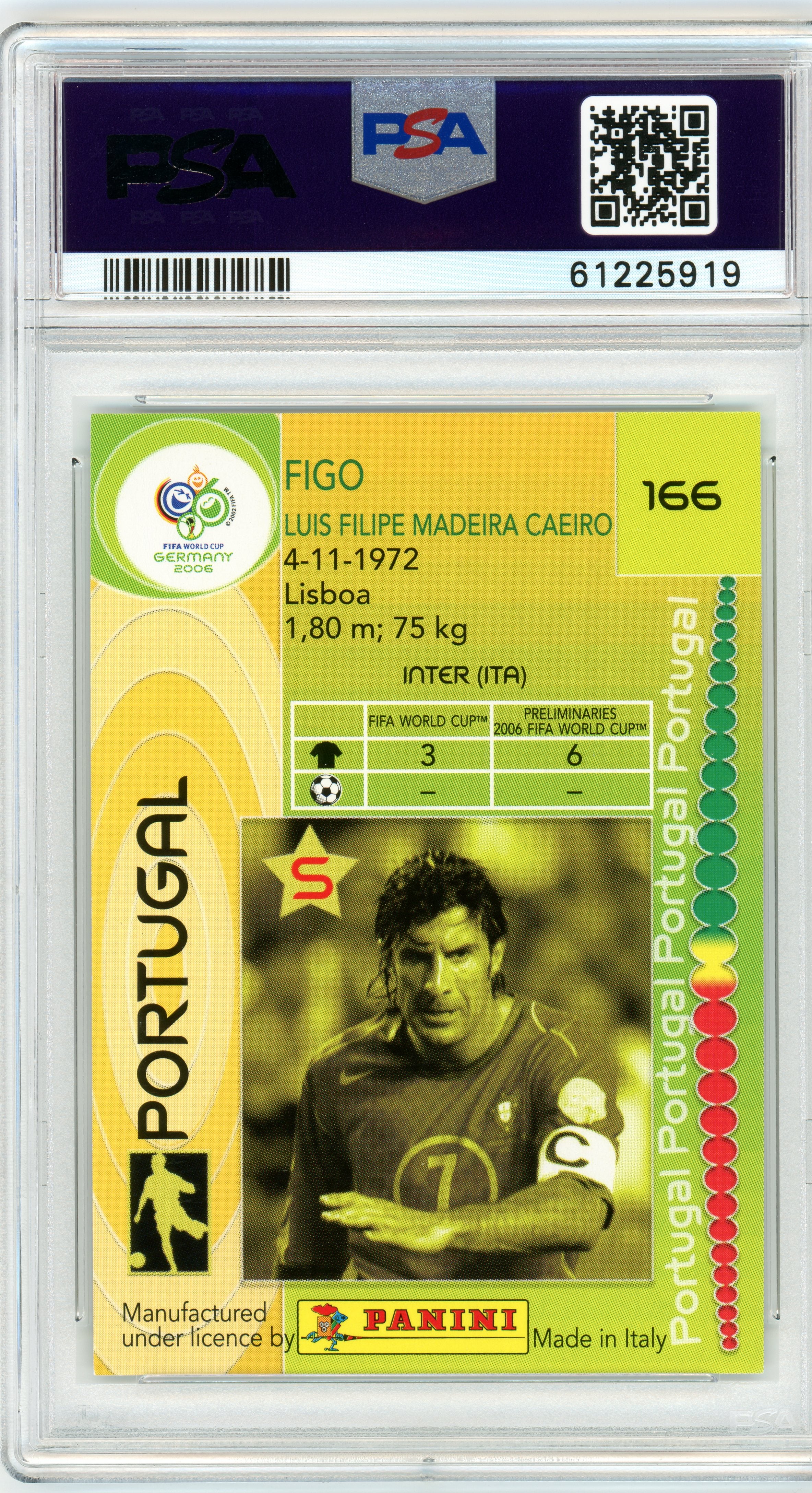 PSA 10 Figo // 2006 Panini world cup Germany #166