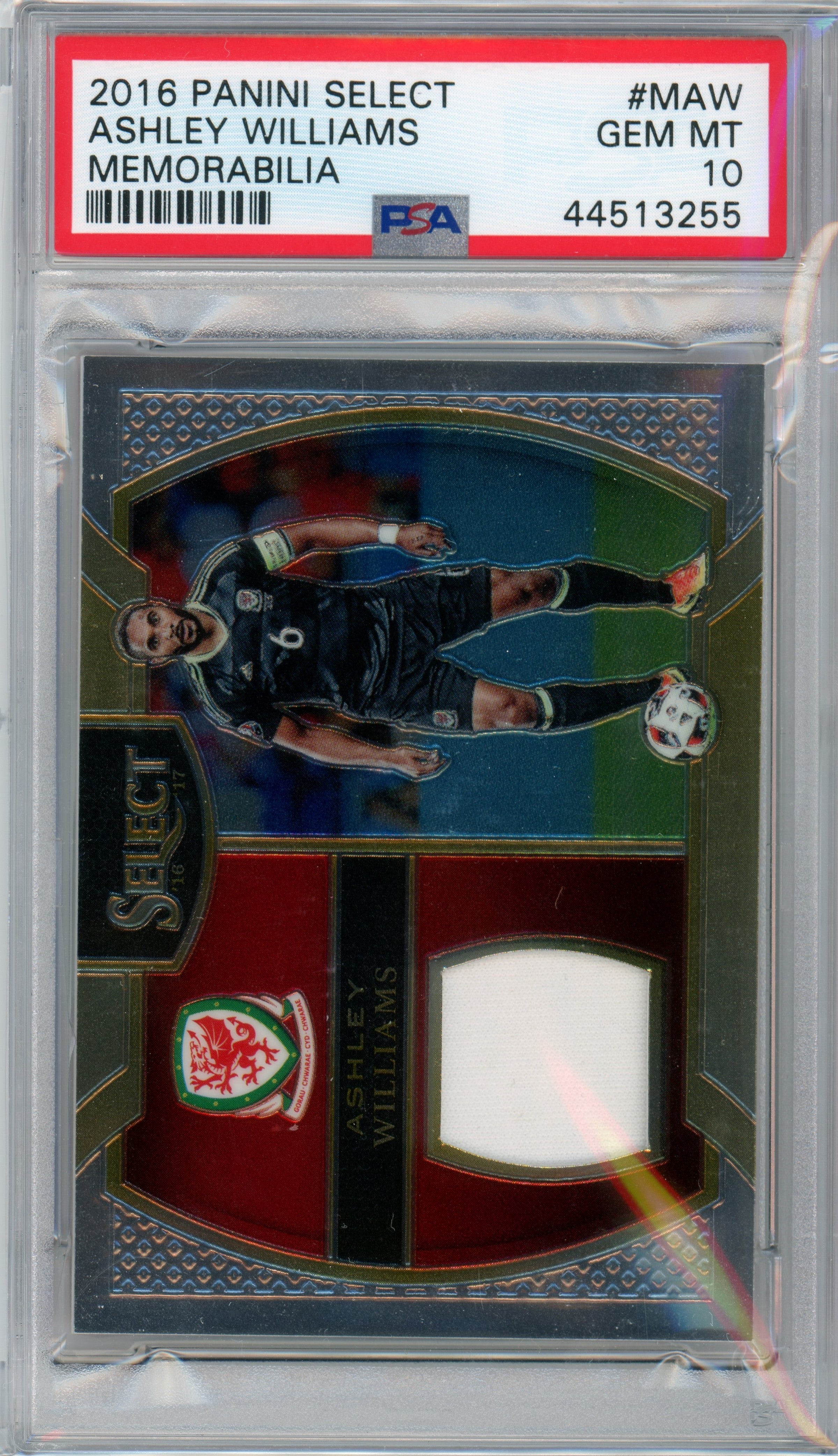 PSA 10 Gem Mint Ashley Williams Patch // 2016 Panini Select Memorabilia #MAW