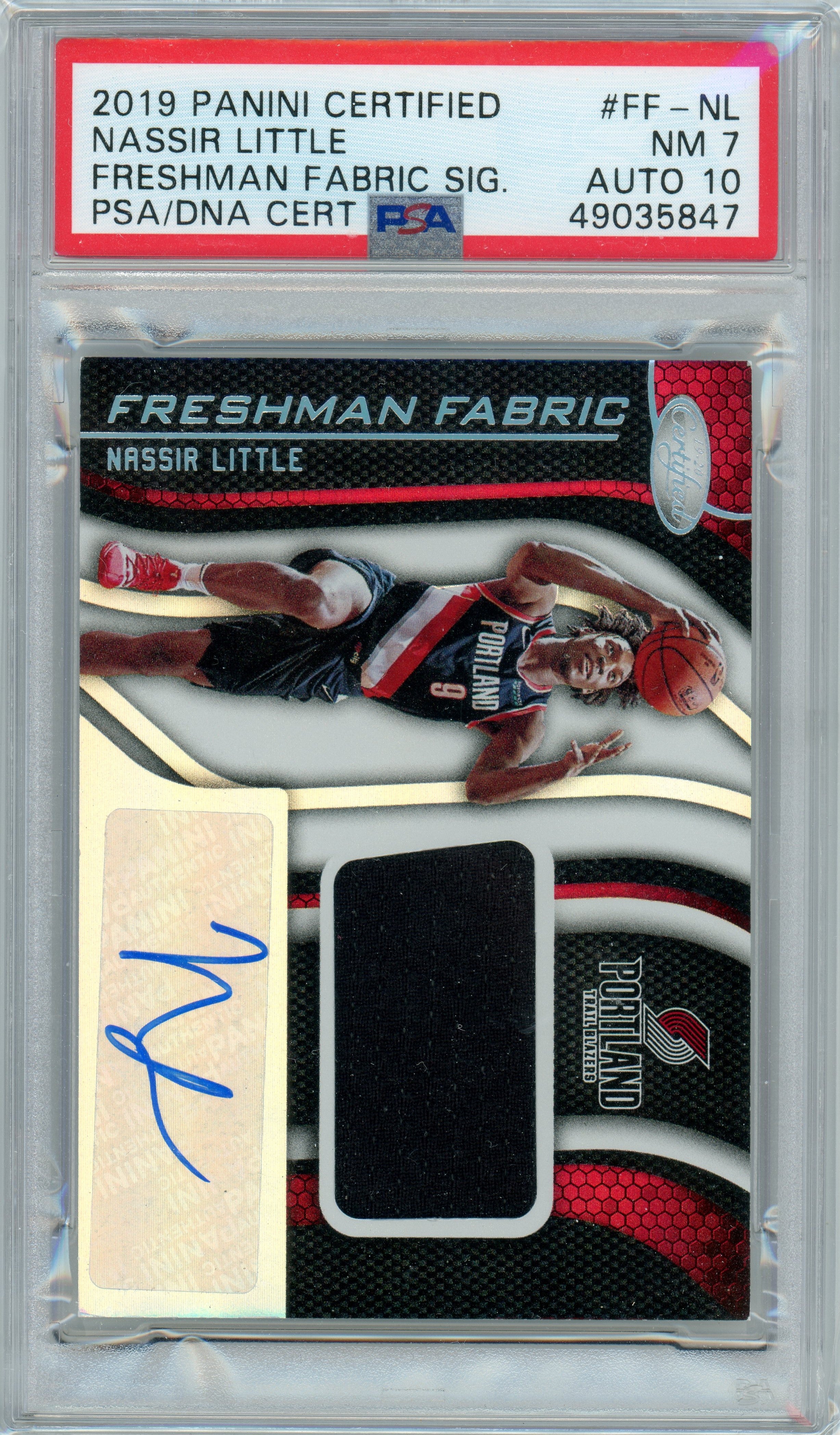 PSA 7 AUTO 10 Nassir Little // Freshman Fabric Sig // 2019 Panini Certified #FF-NL