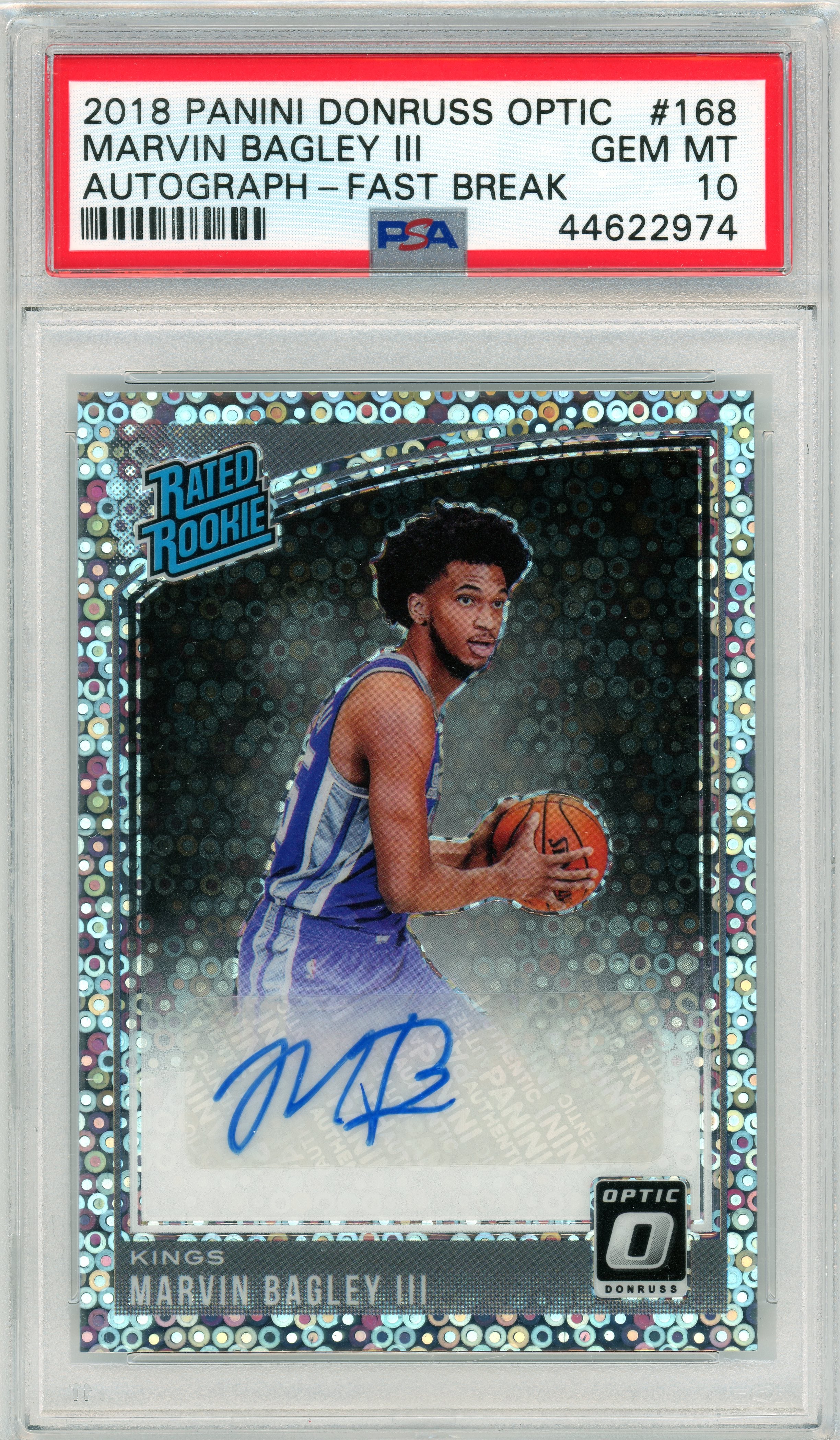 PSA 10 Marvin Bagley III //POP 5 // 2018 Panini Donruss Optic // Autograph - Fast Break #168