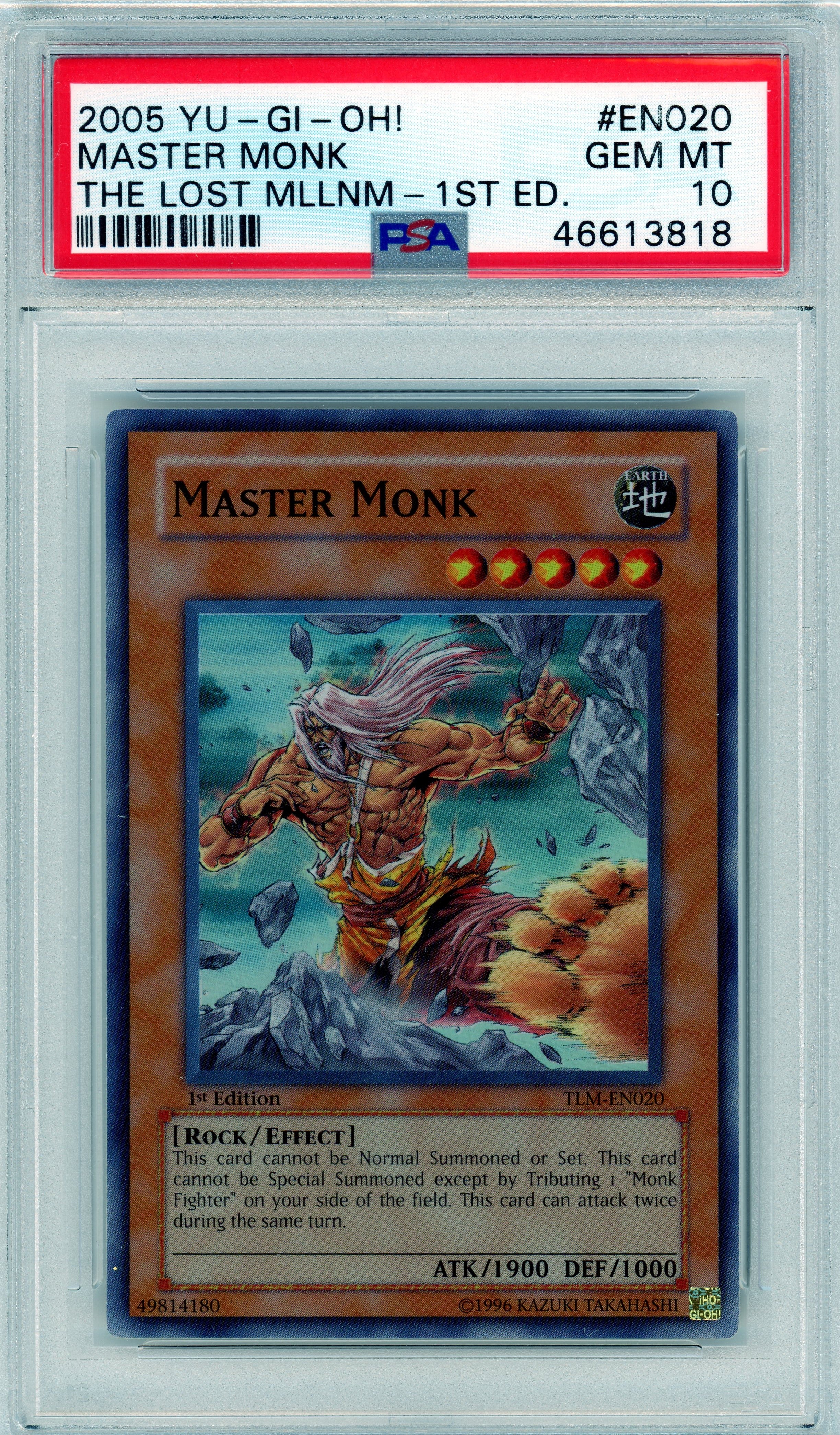 PSA 10 Master Monk // 2005 Yugioh The lost millennium 1st Edition #EN020