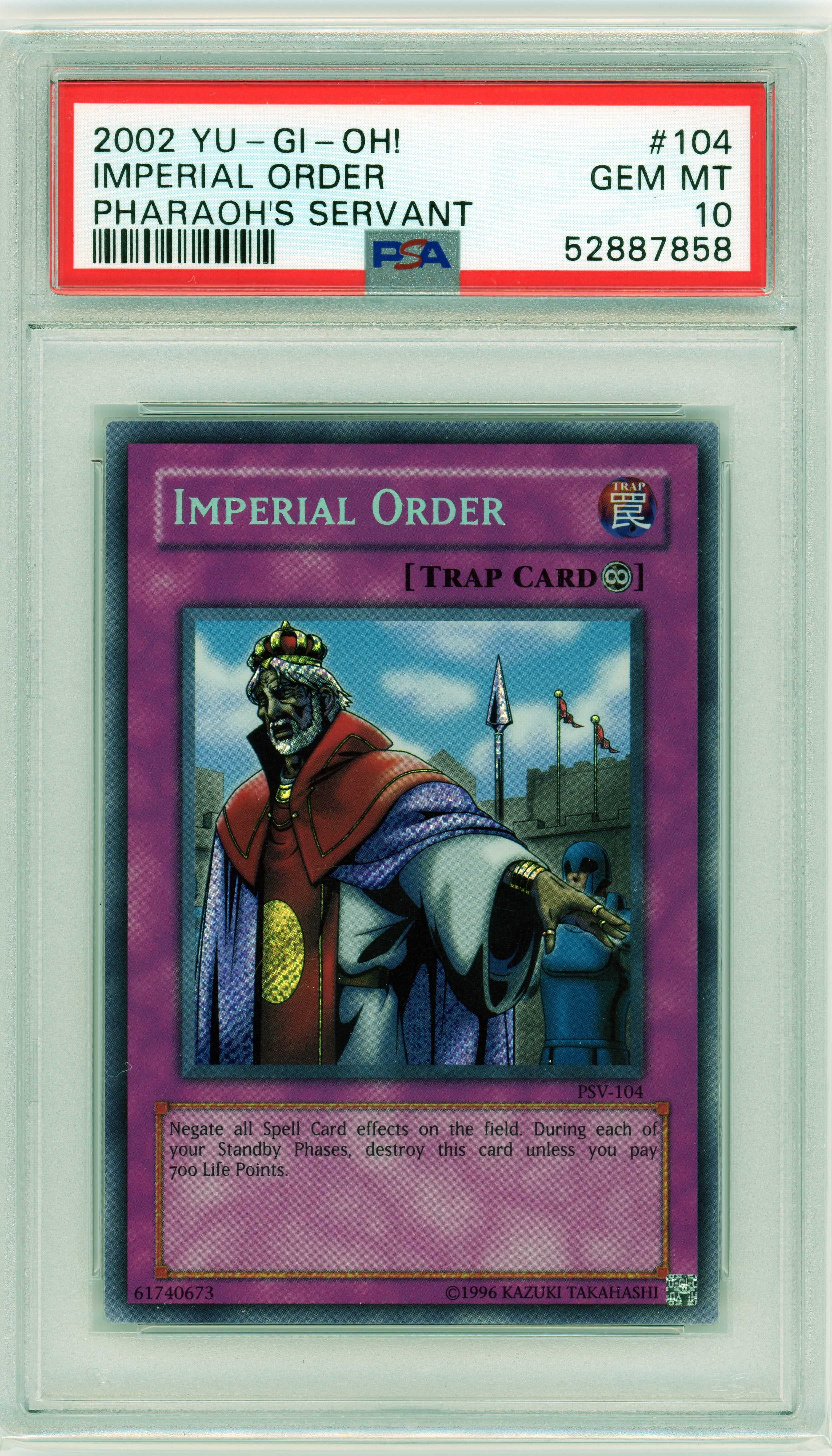 PSA 10 Imperial Order // Yugioh Pharaoh's Servant PSV #104