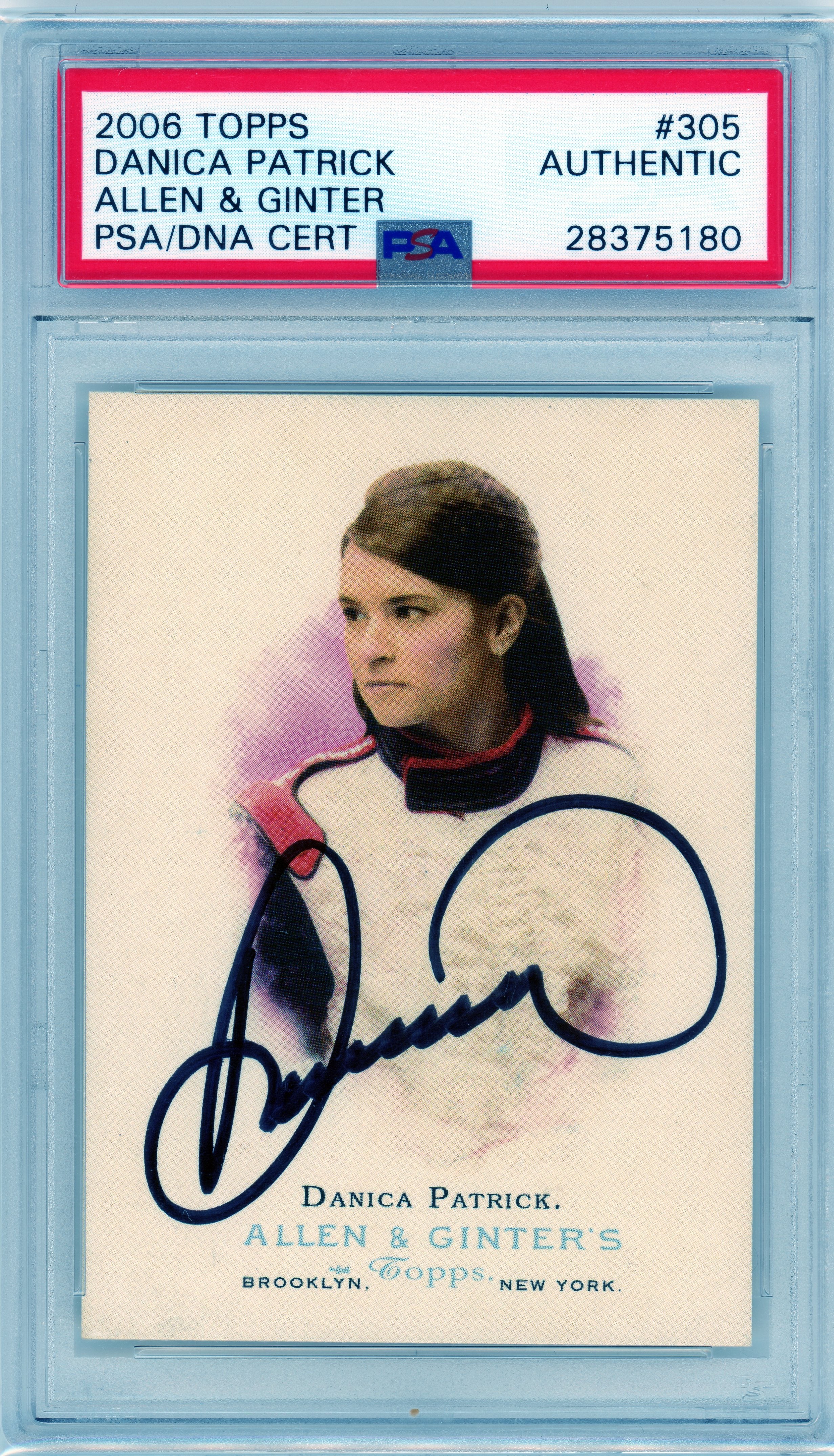 PSA Danica Patrick signed on card auto // Authentic 2006 Topps // Allen and Ginter #305