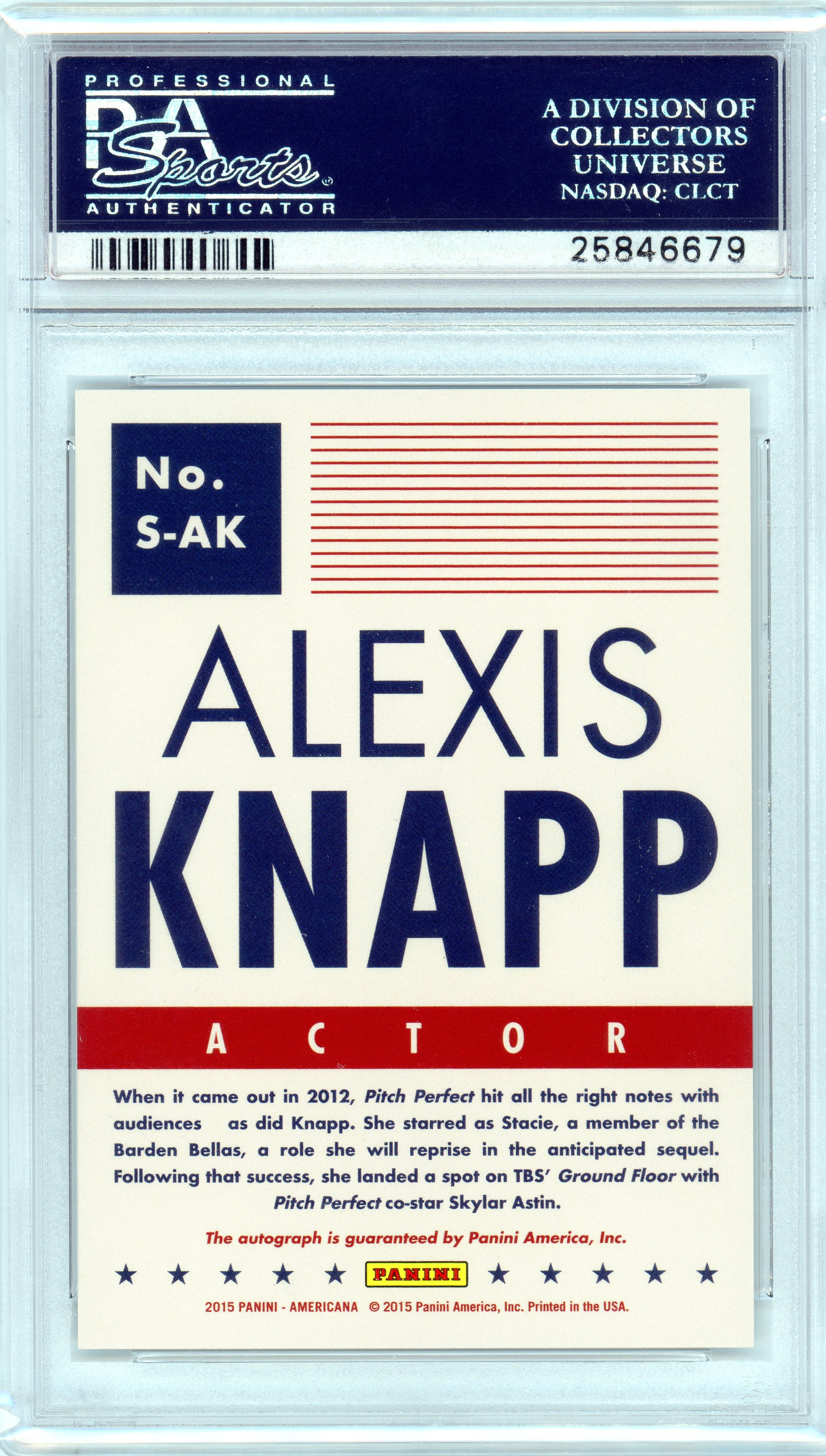 PSA 10 Gem mint Alexis Knapp AUTO // POP 1 // 2015 Panini Americana signatures #S-AK